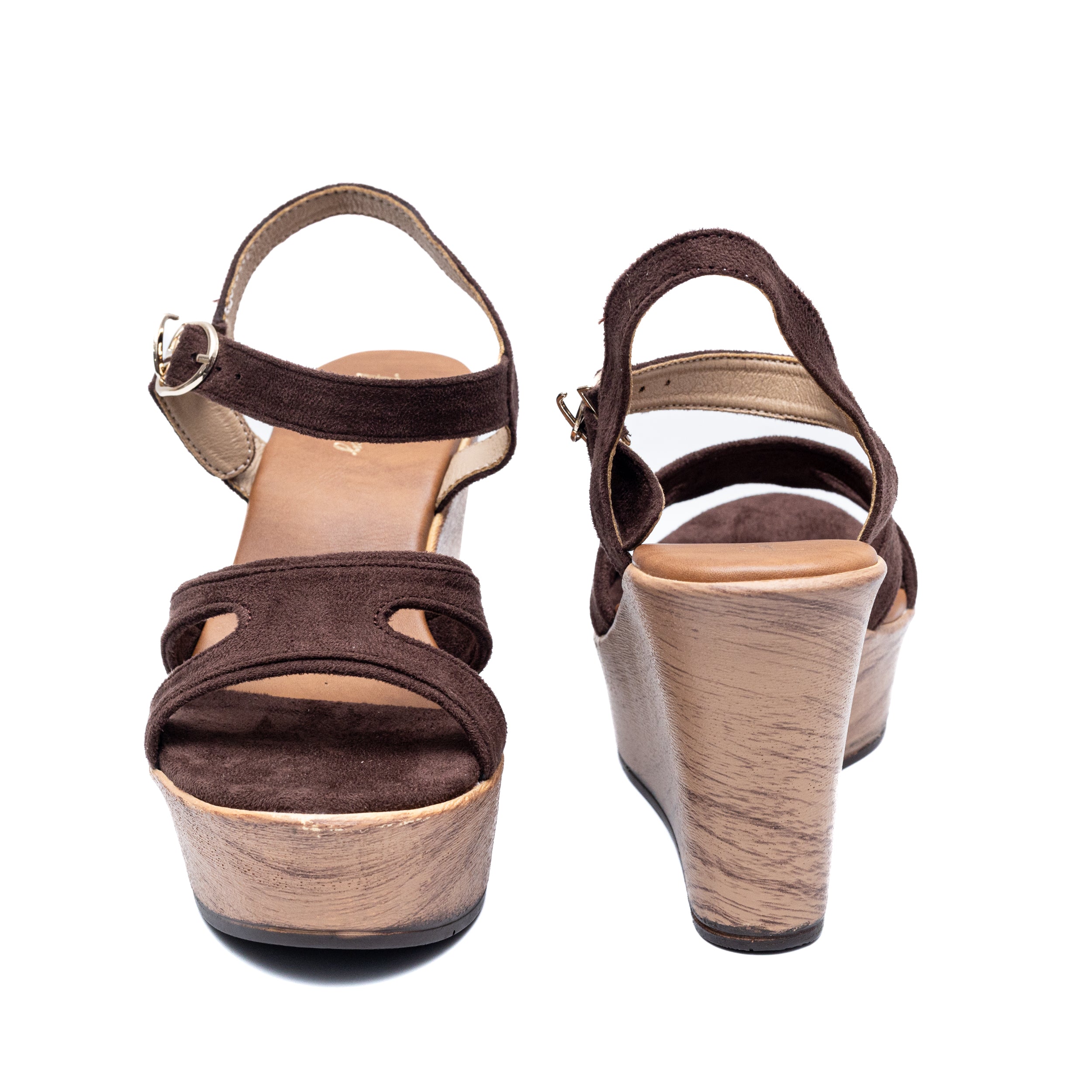 Buckle Strap Wedges - Brown