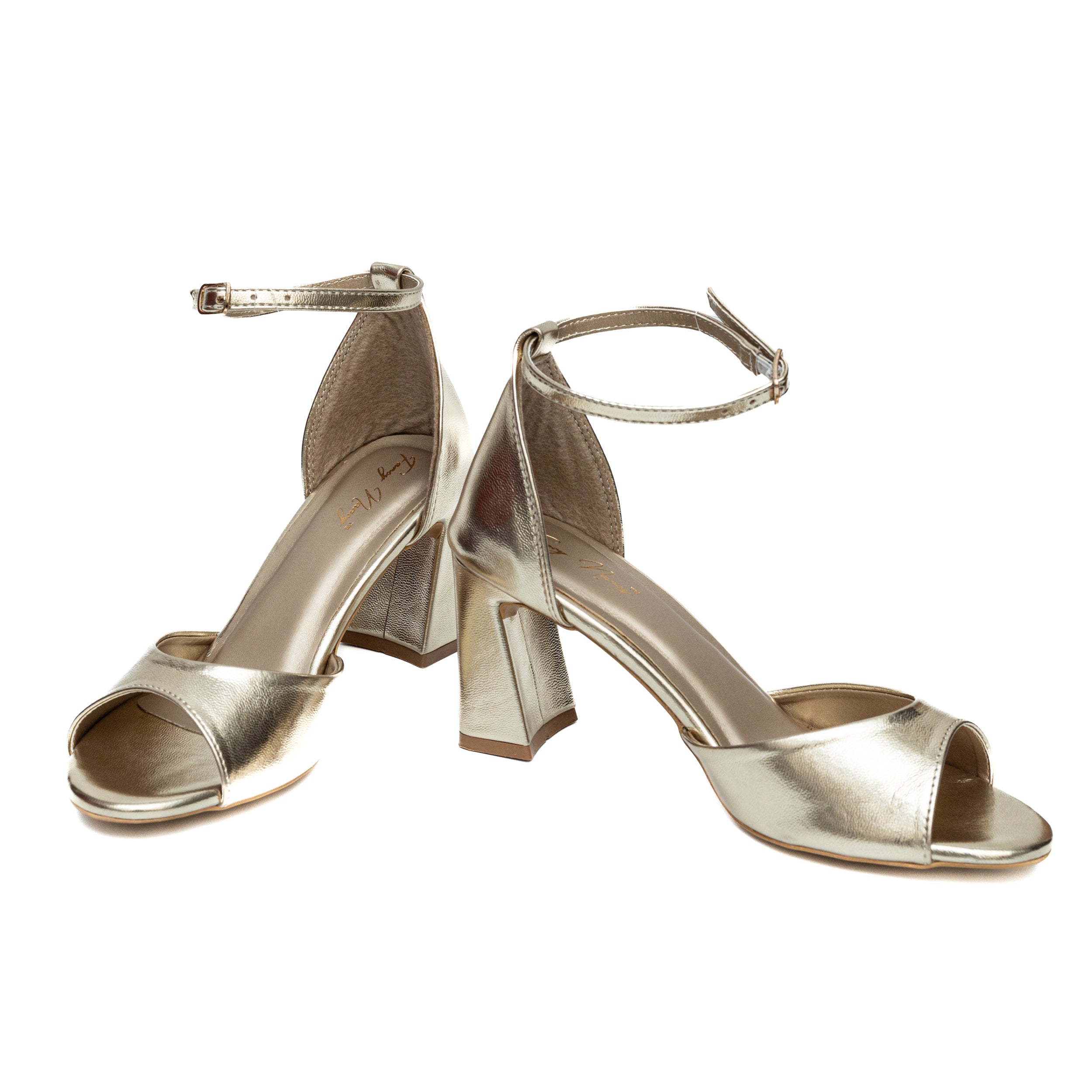 Ankle Strap Sandals - Gold