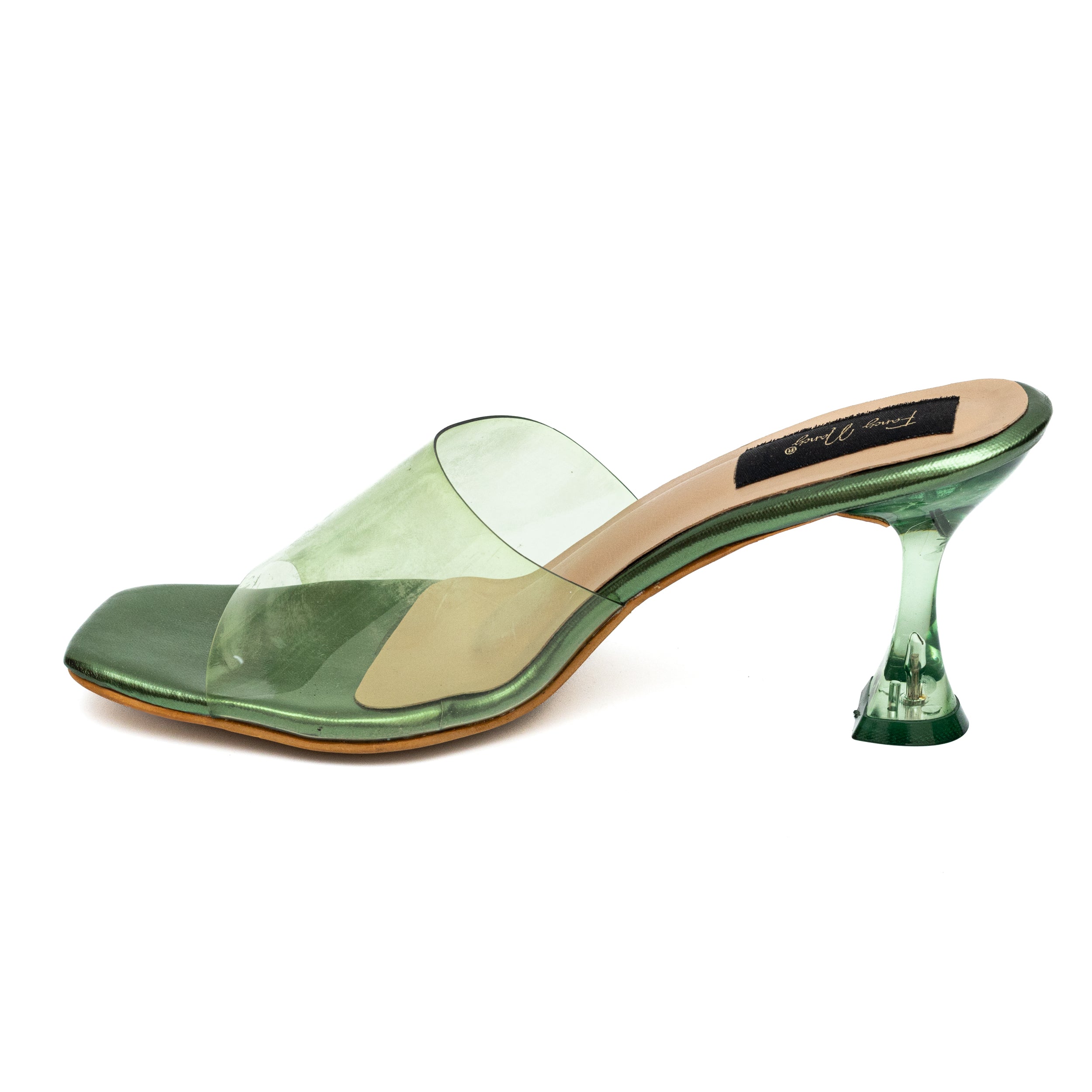 Clear Strap Stilettos - Dark Green