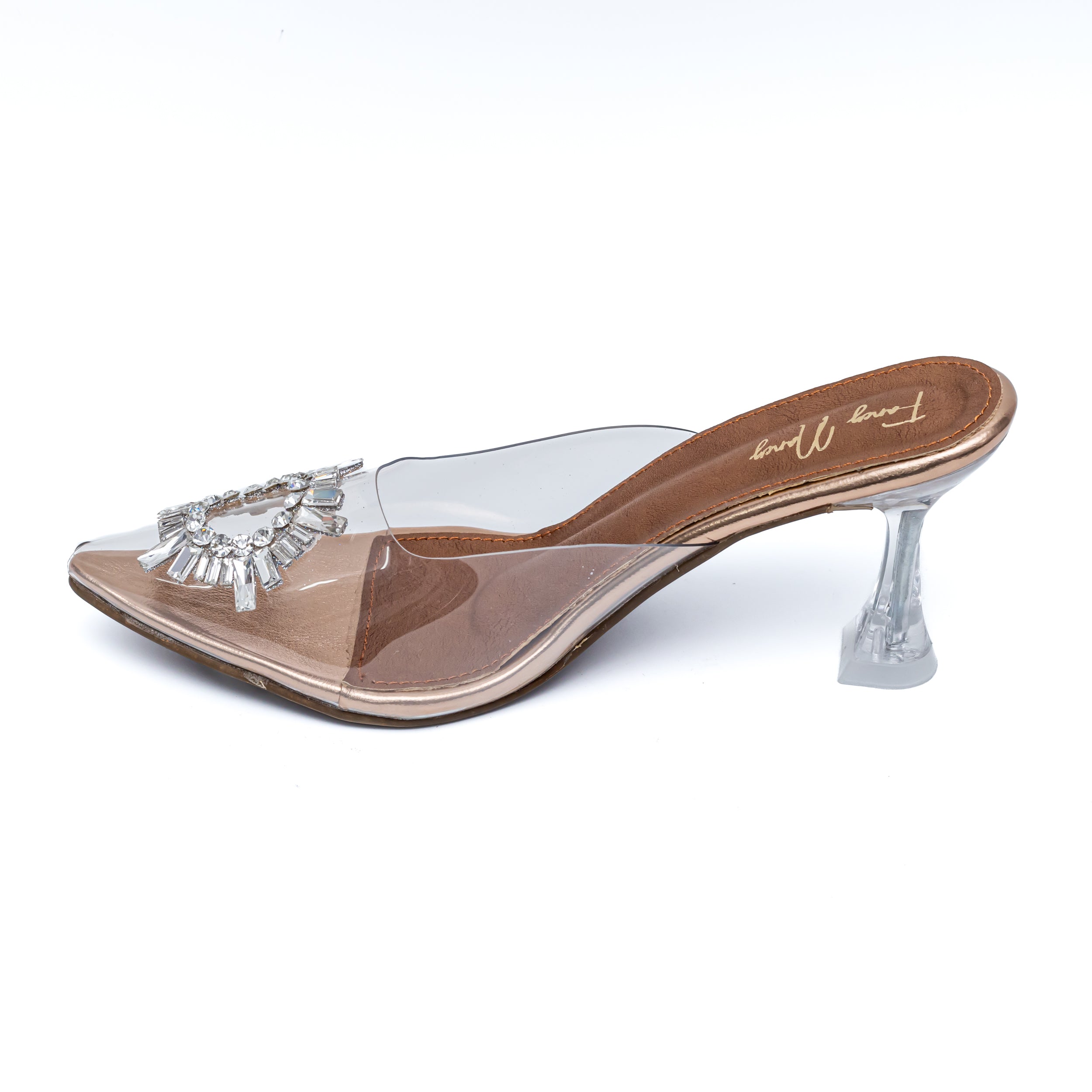 Amina Rhinestone Broach Heels - Rose Gold