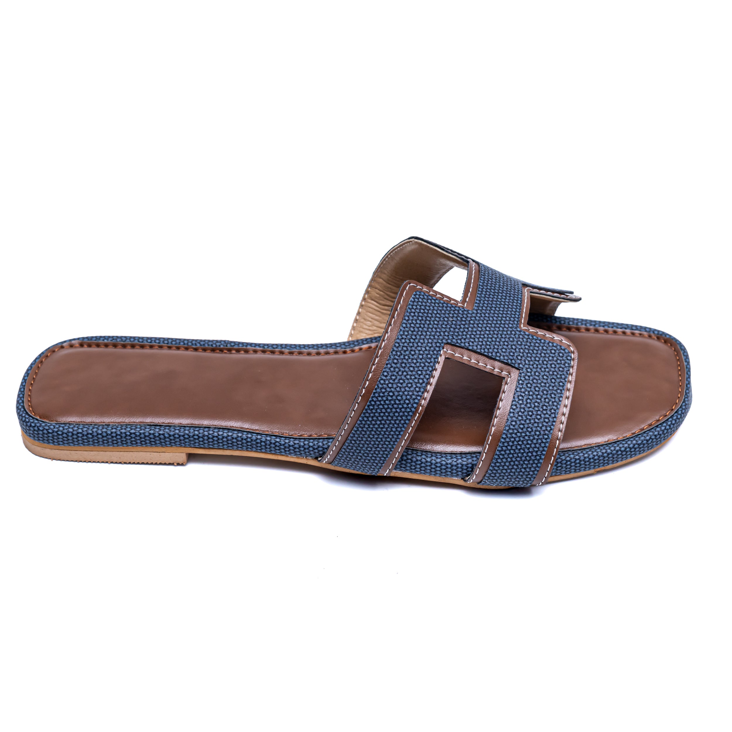 H Style Flats - Brown/Blue