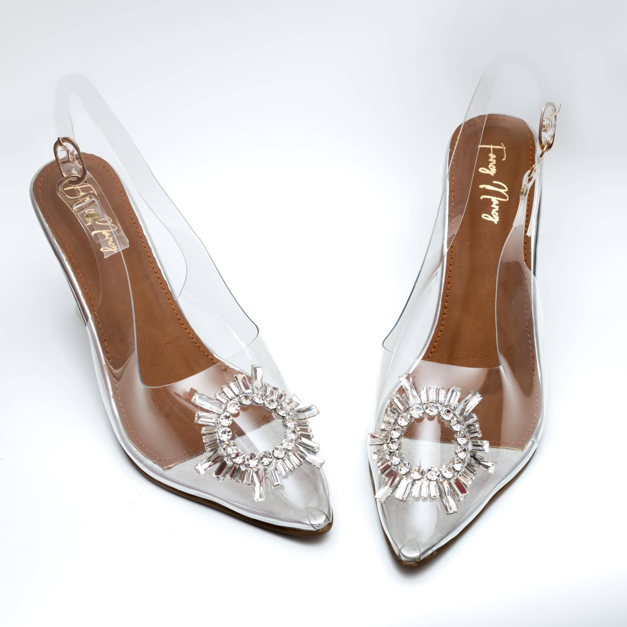 Amina Rhinestone Broach Heels - Silver