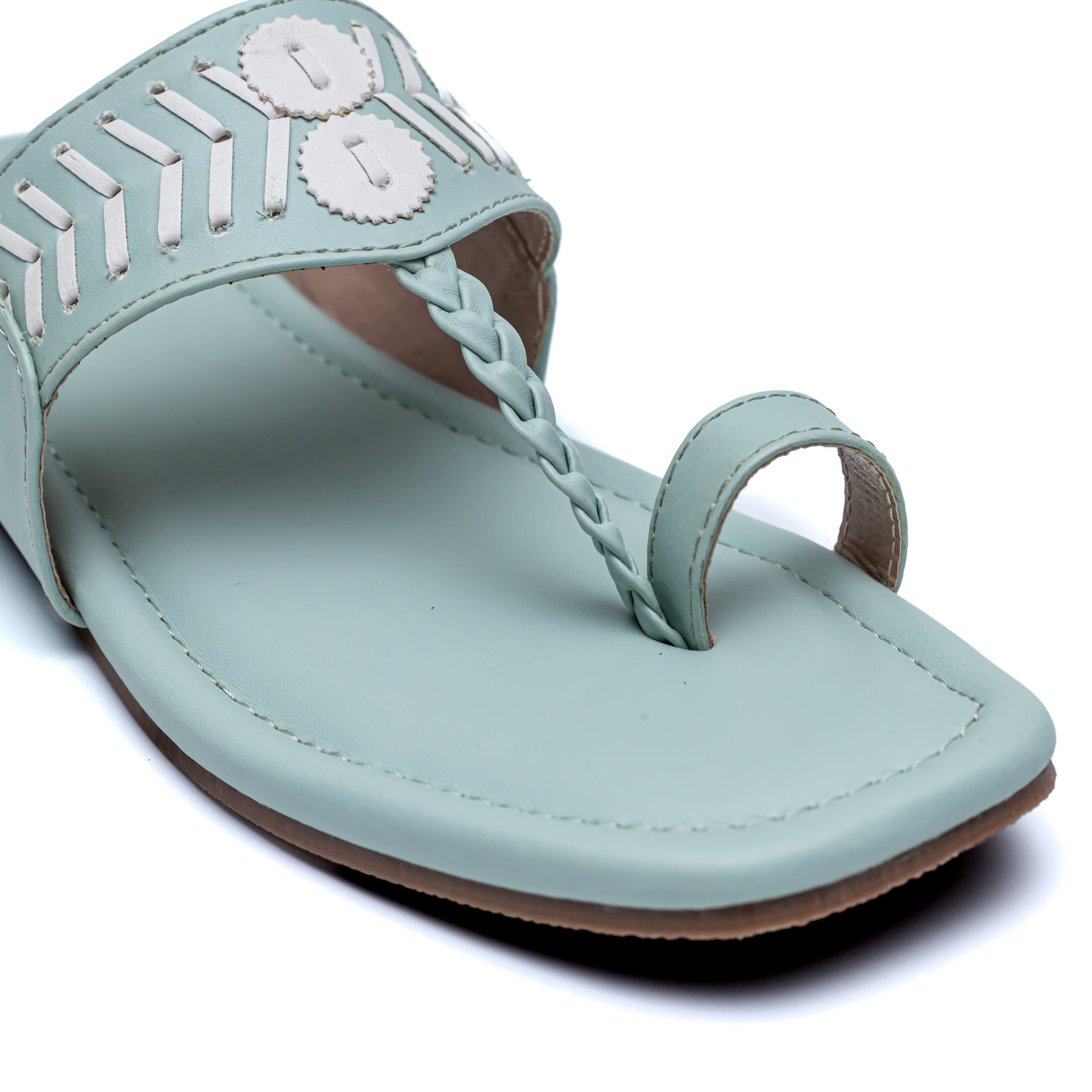 Designer Strap Kolhapuri - Mint Green