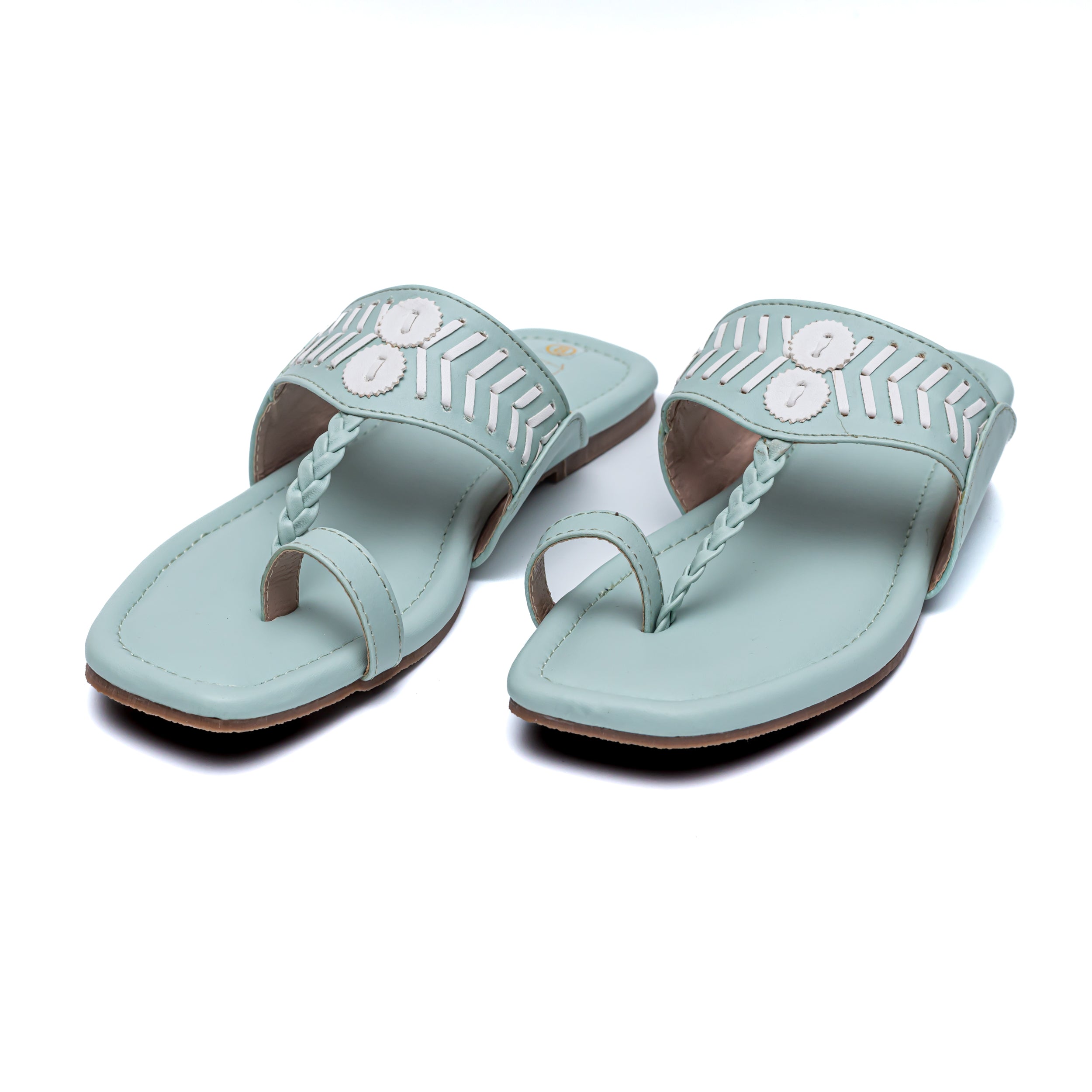 Designer Strap Kolhapuri - Mint Green