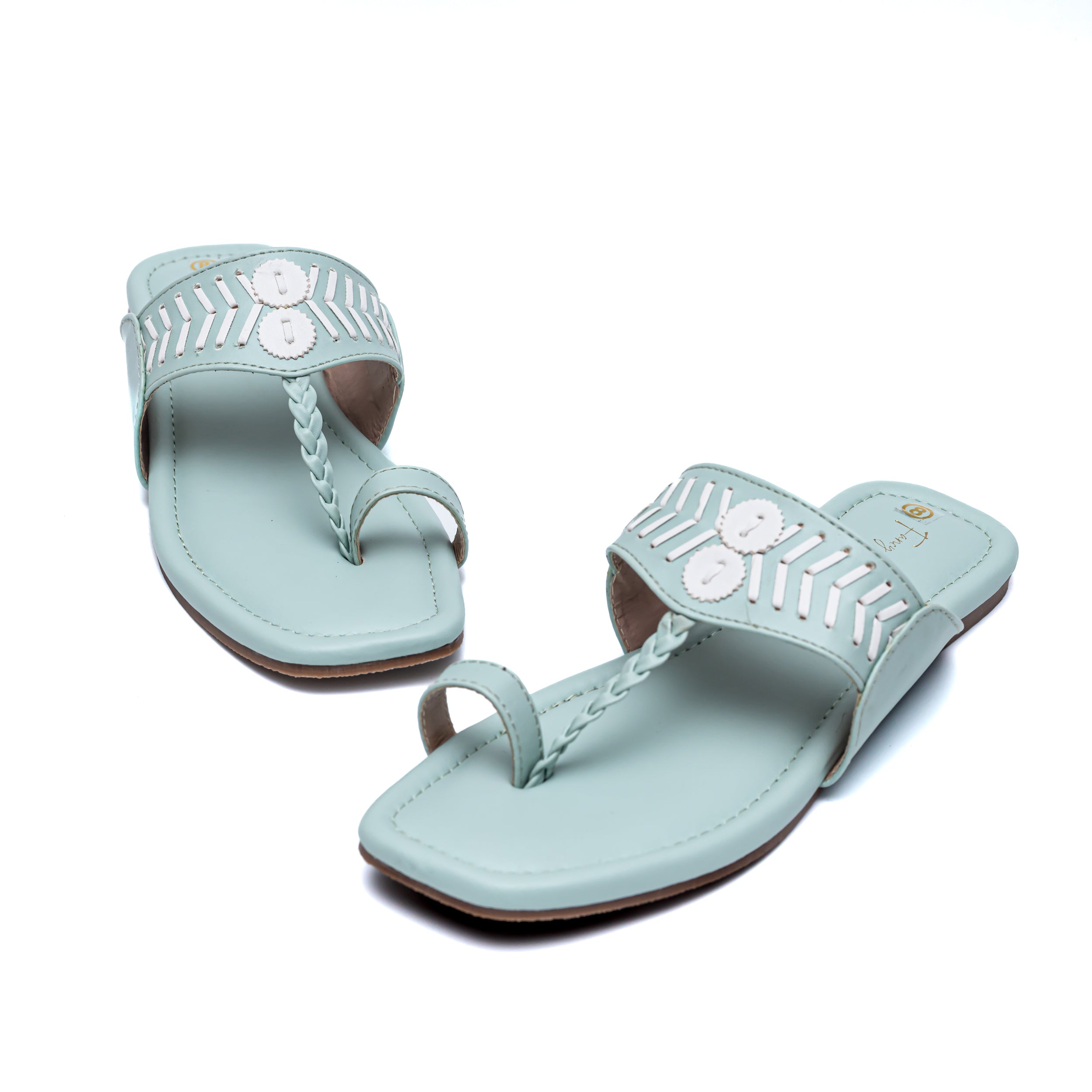 Designer Strap Kolhapuri - Mint Green