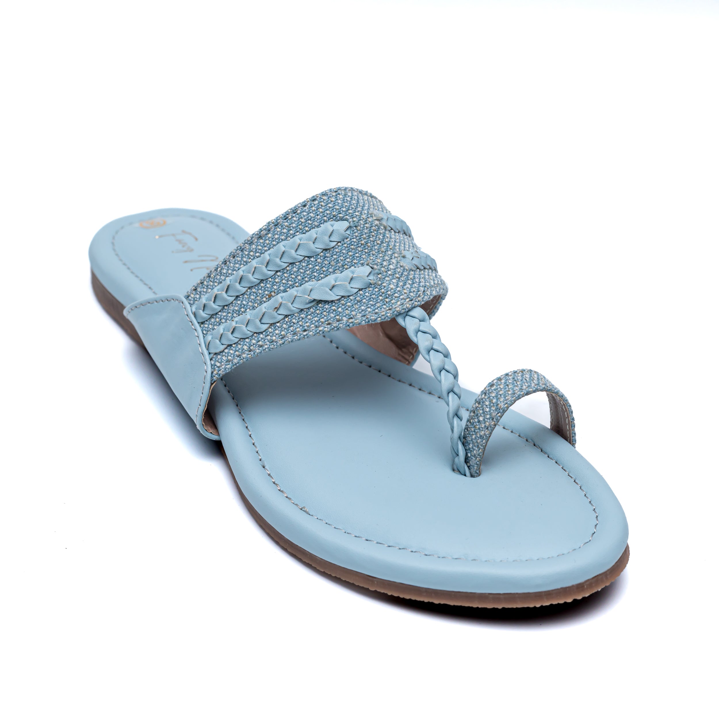 Jute Strap Kolhapuri - Sky Blue