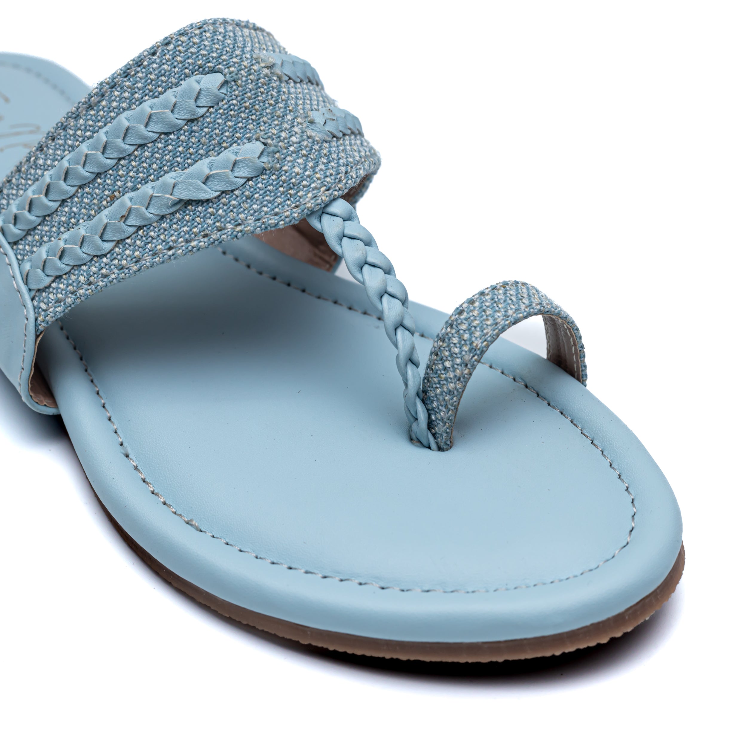 Jute Strap Kolhapuri - Sky Blue