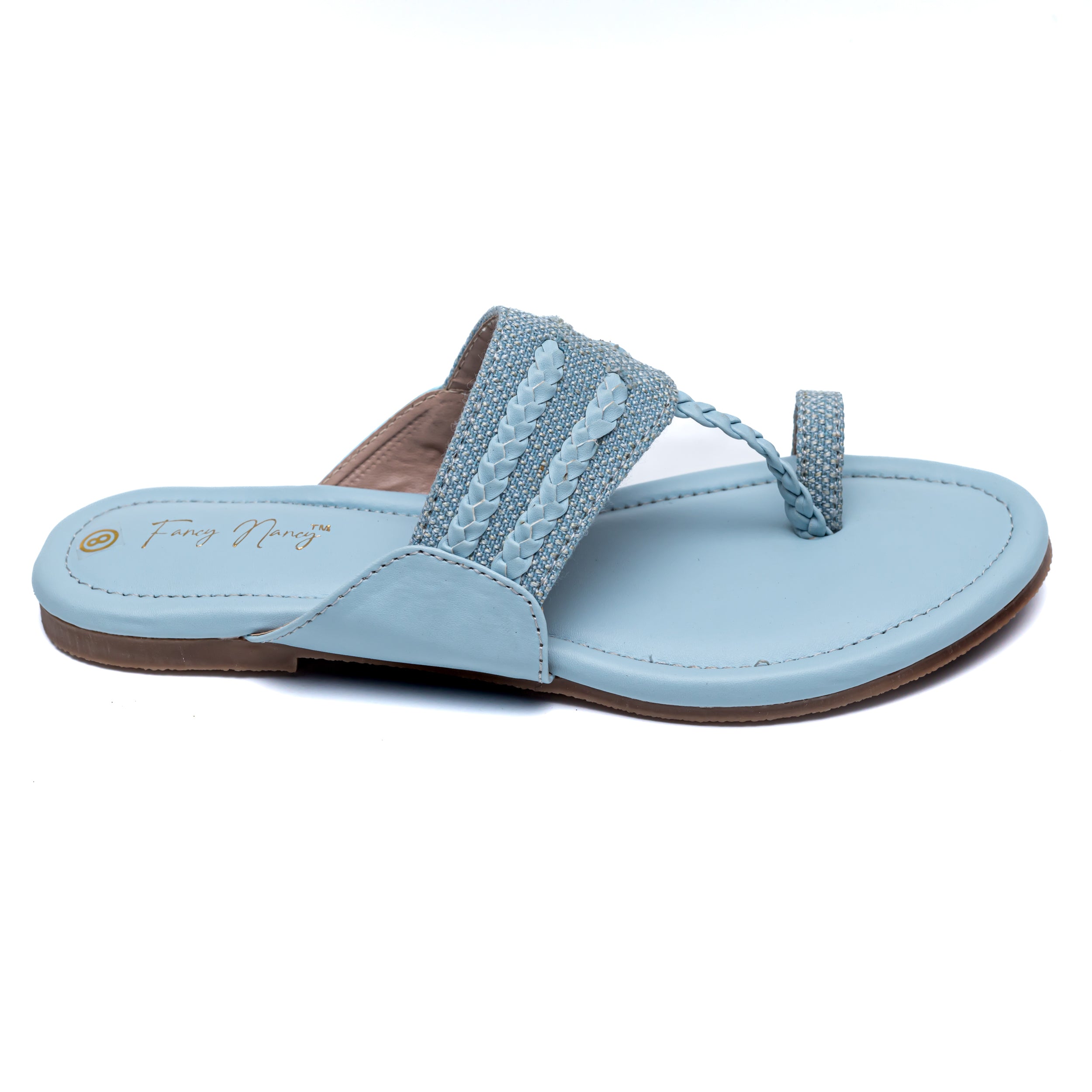 Jute Strap Kolhapuri - Sky Blue