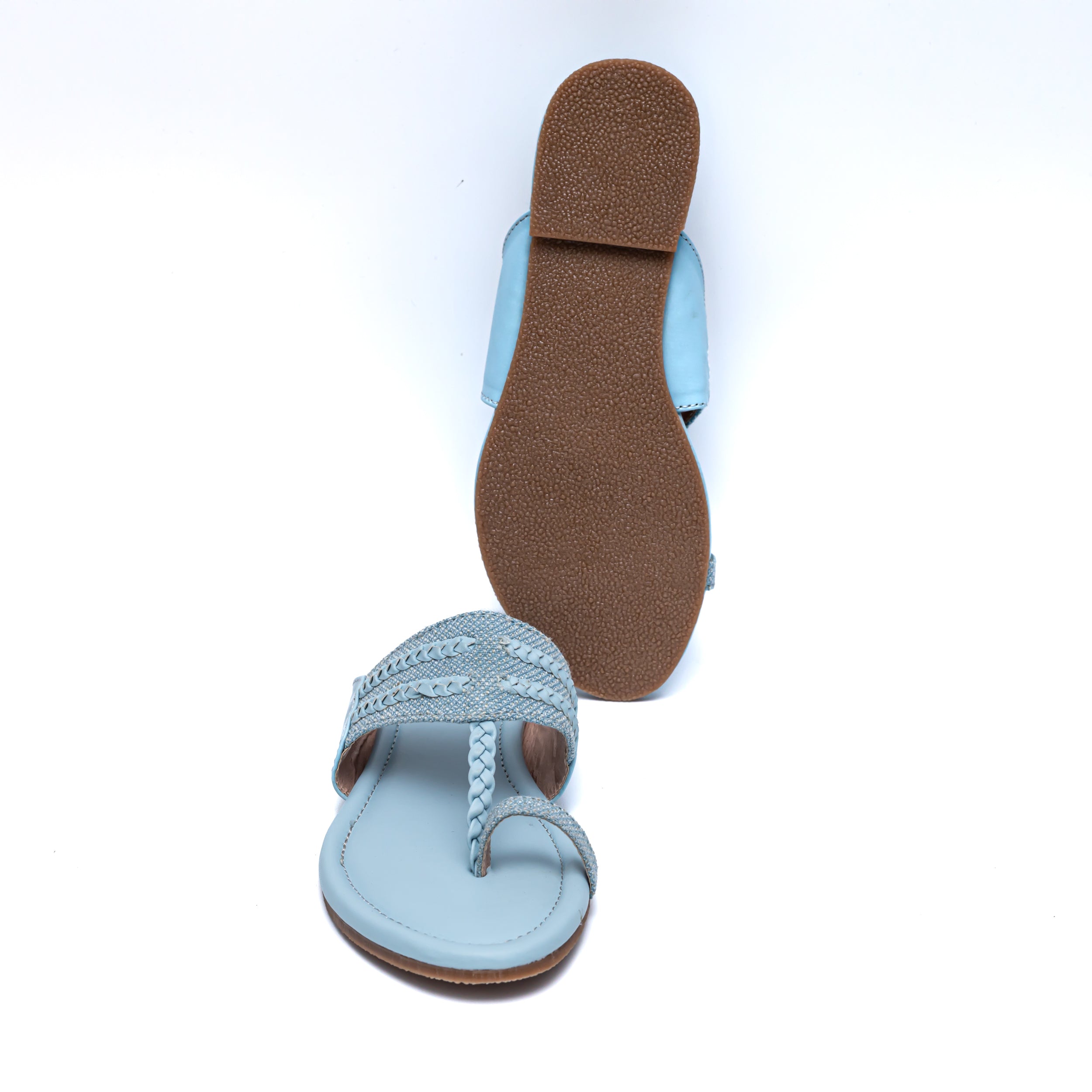 Jute Strap Kolhapuri - Sky Blue