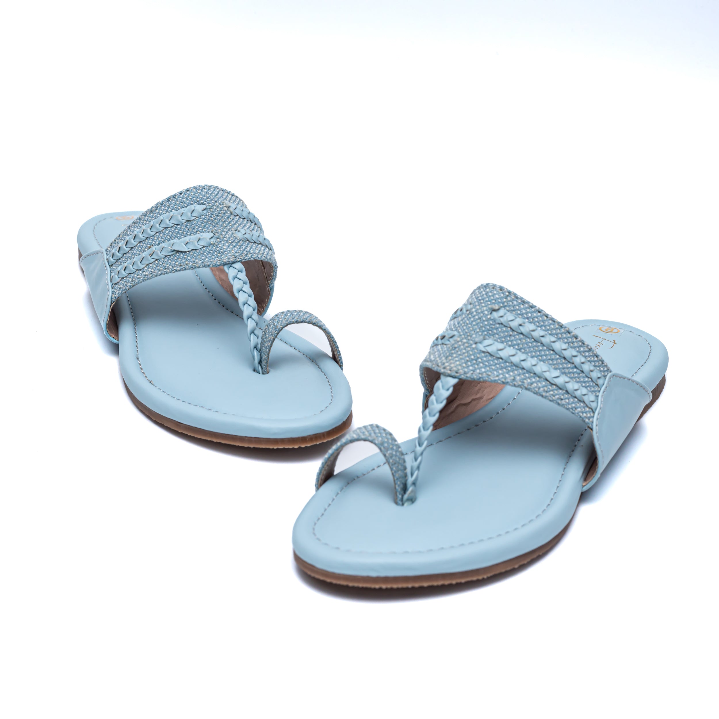 Jute Strap Kolhapuri - Sky Blue