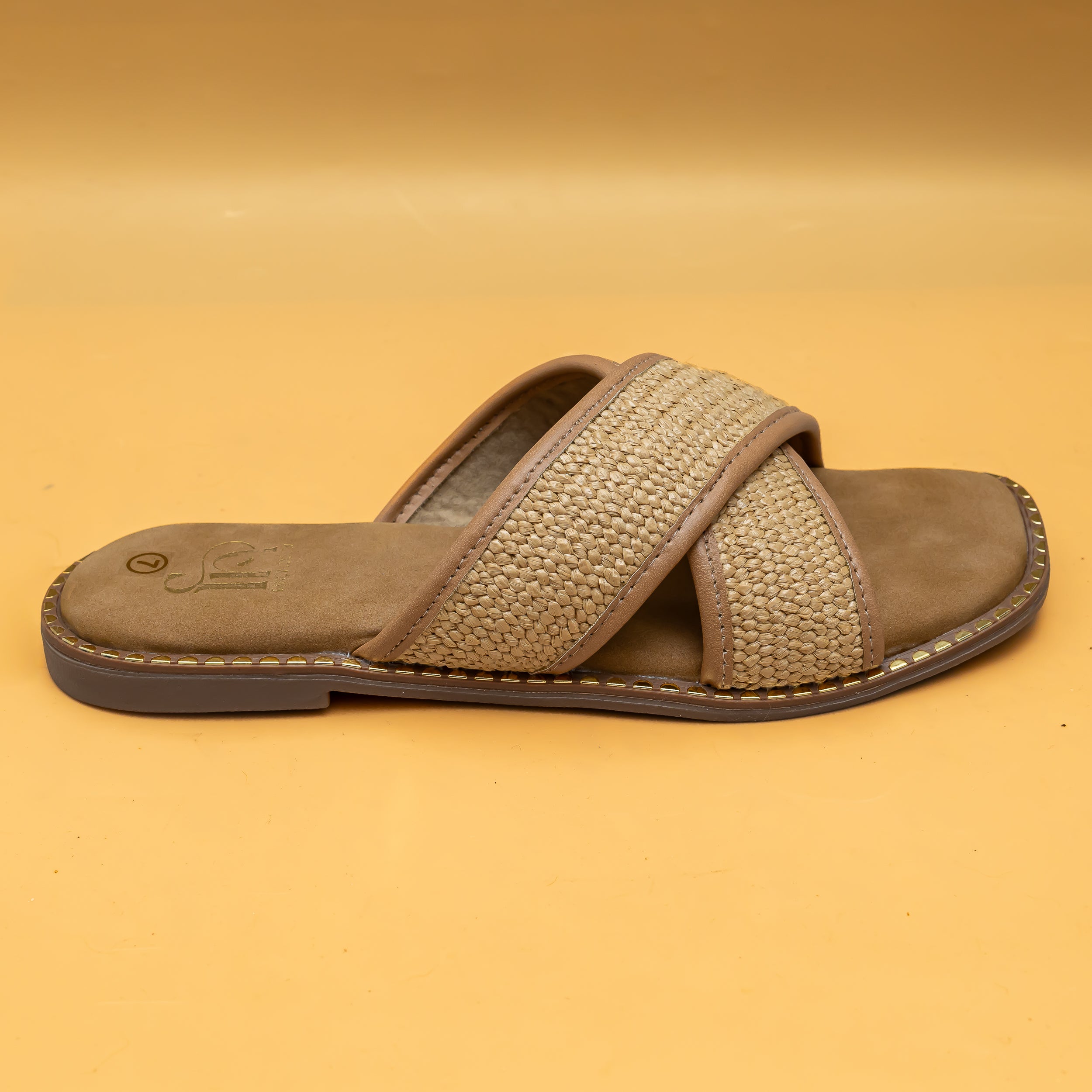 Cross Strap Flats - Beige