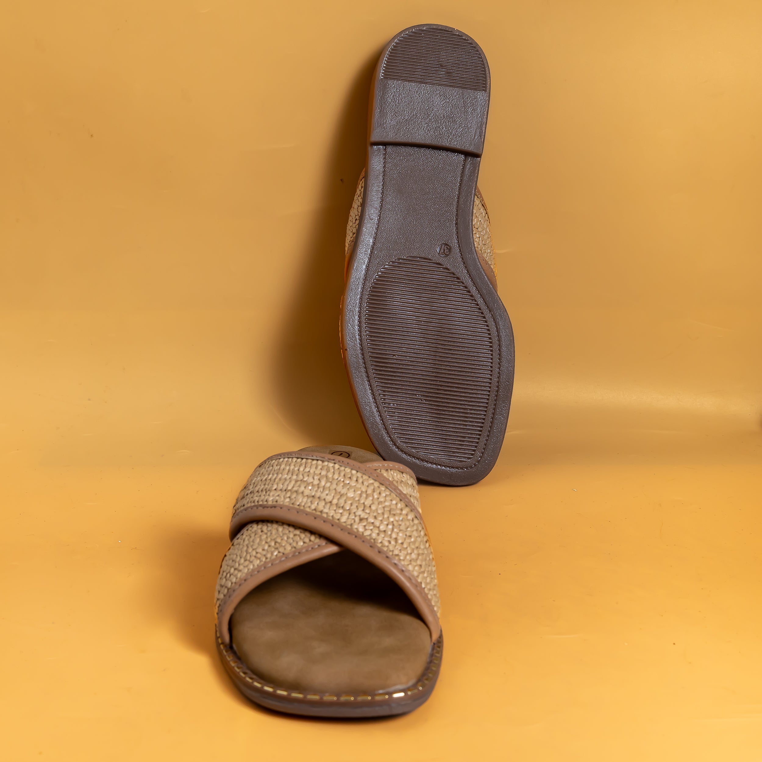 Cross Strap Flats - Beige