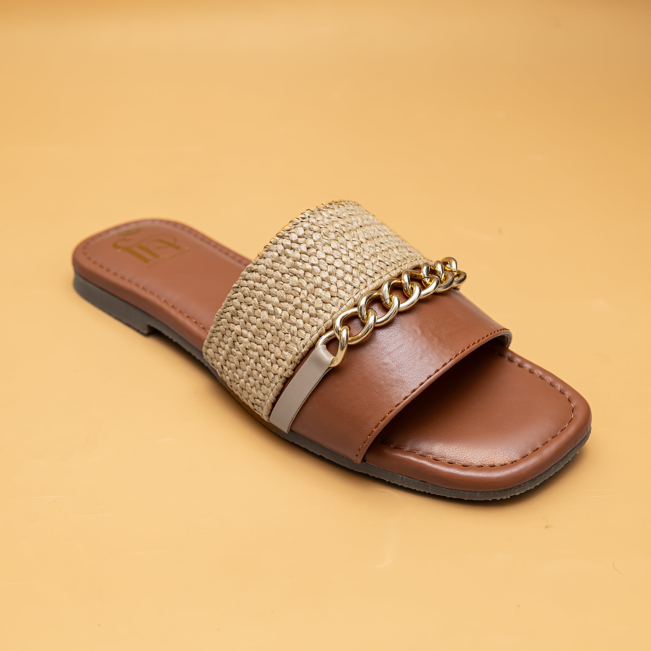 Woven Chain Flats - Tan