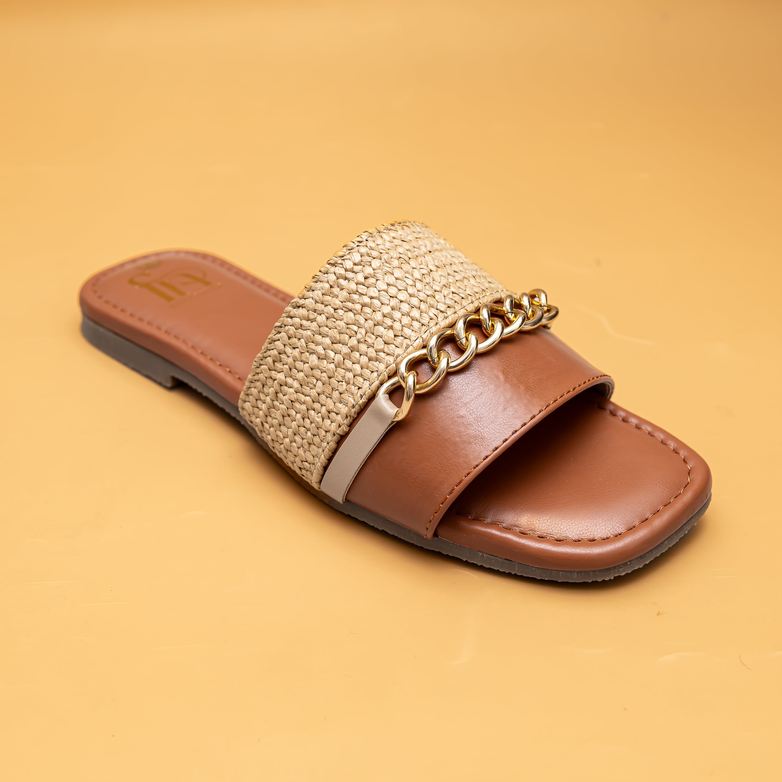 Woven Chain Flats - Tan