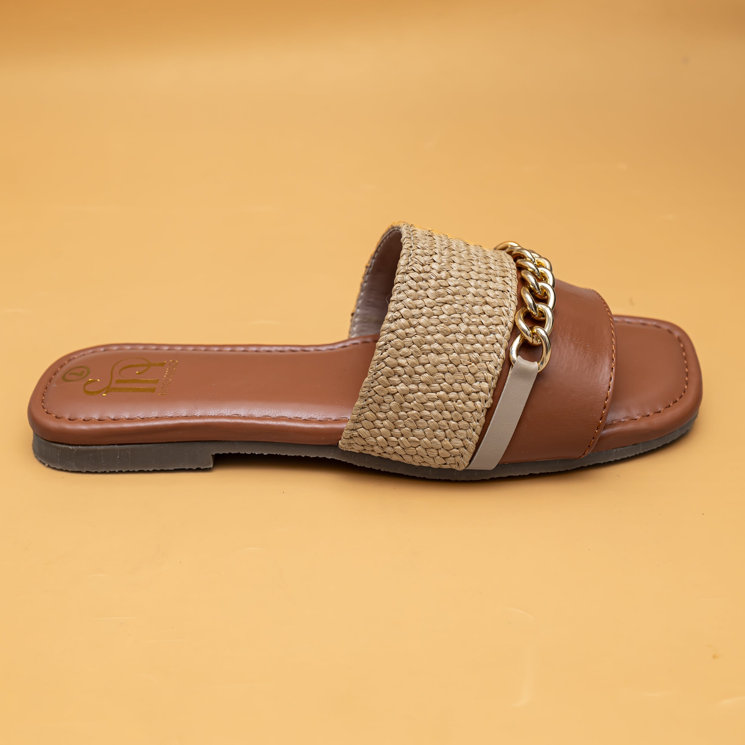 Woven Chain Flats - Tan