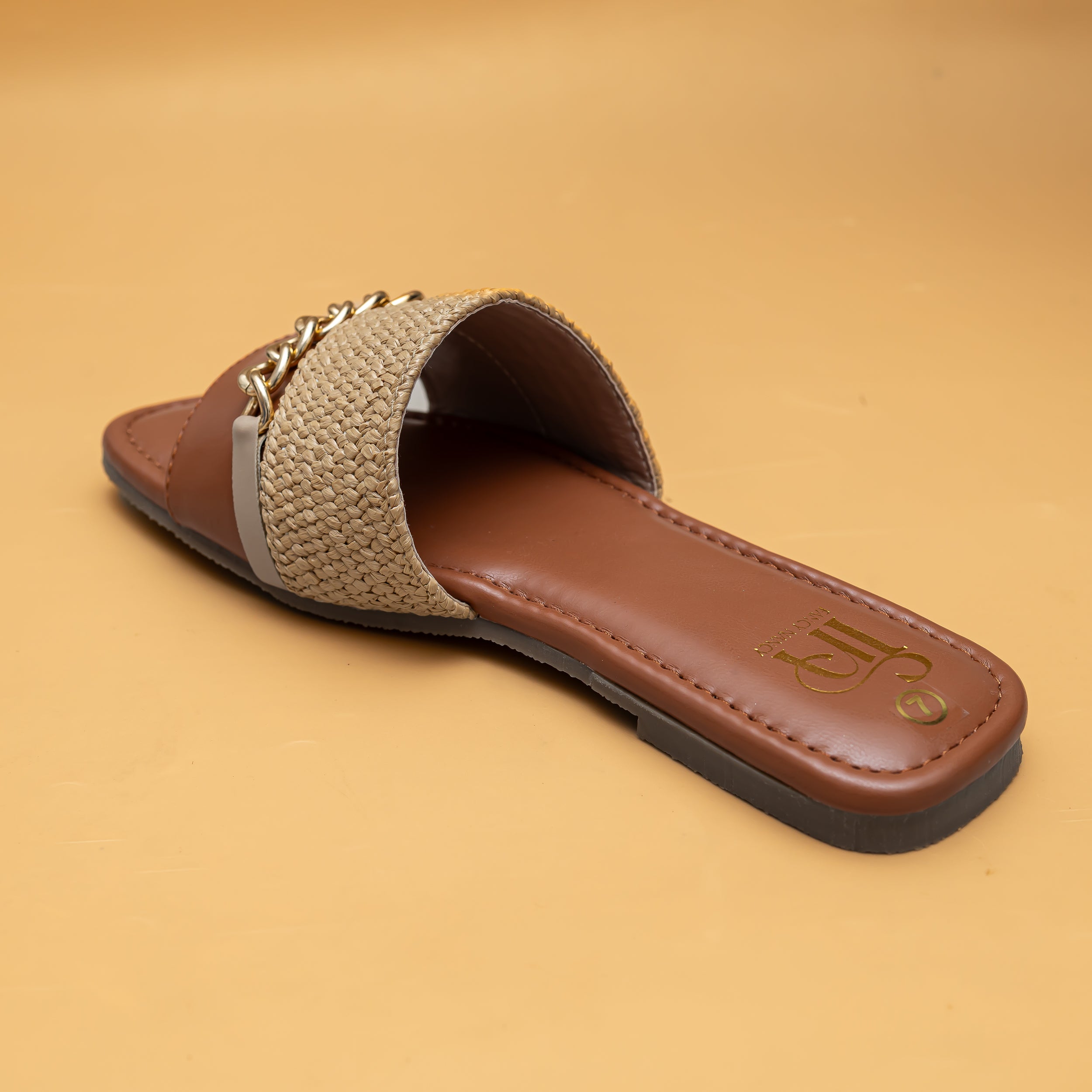 Woven Chain Flats - Tan