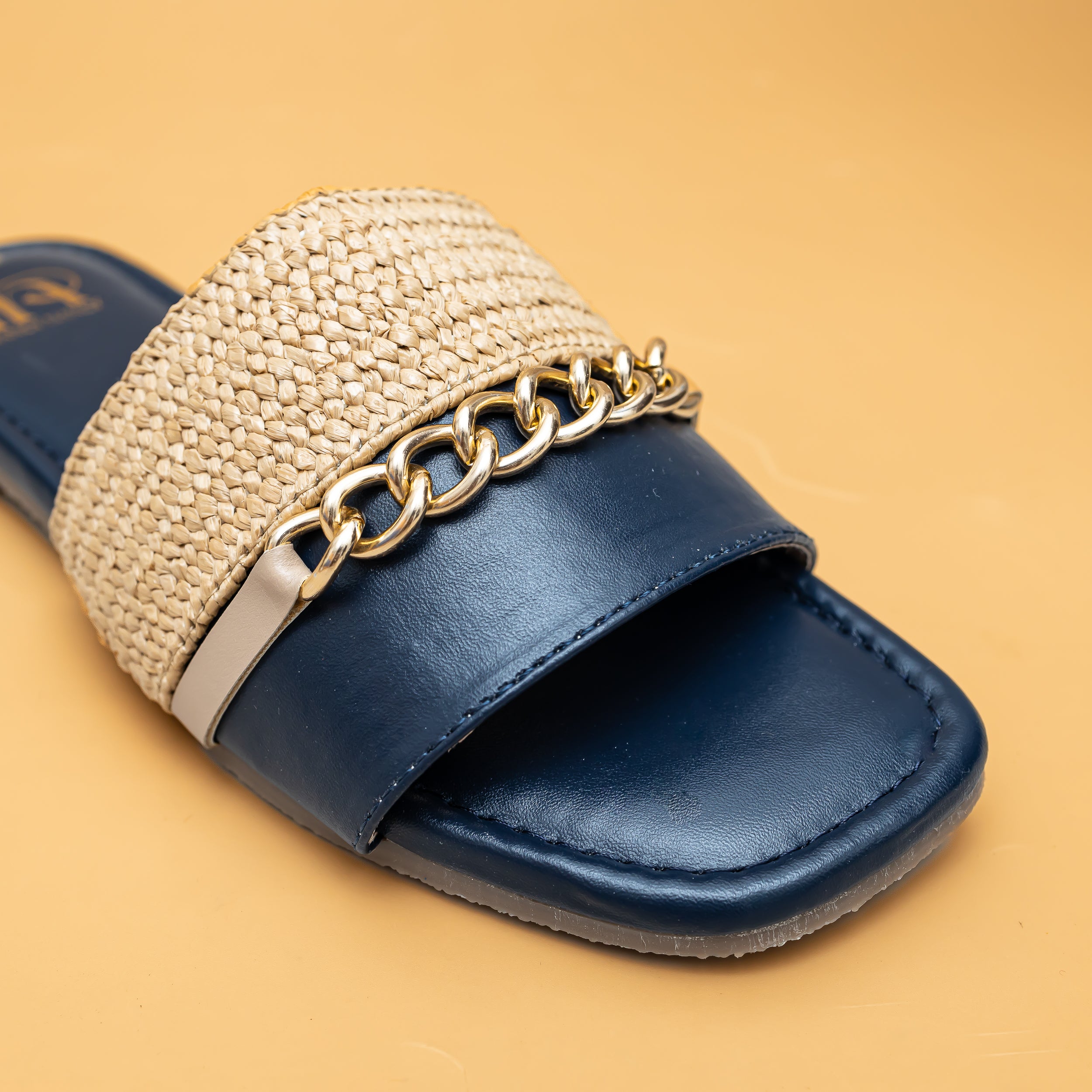 Woven Chain Flats - Navy