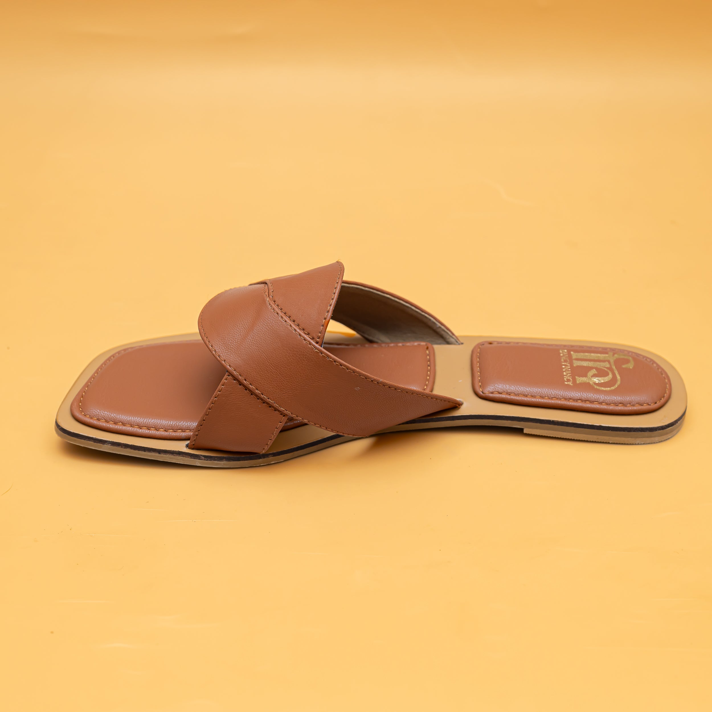 Criss Cross Strap Flats - Tan