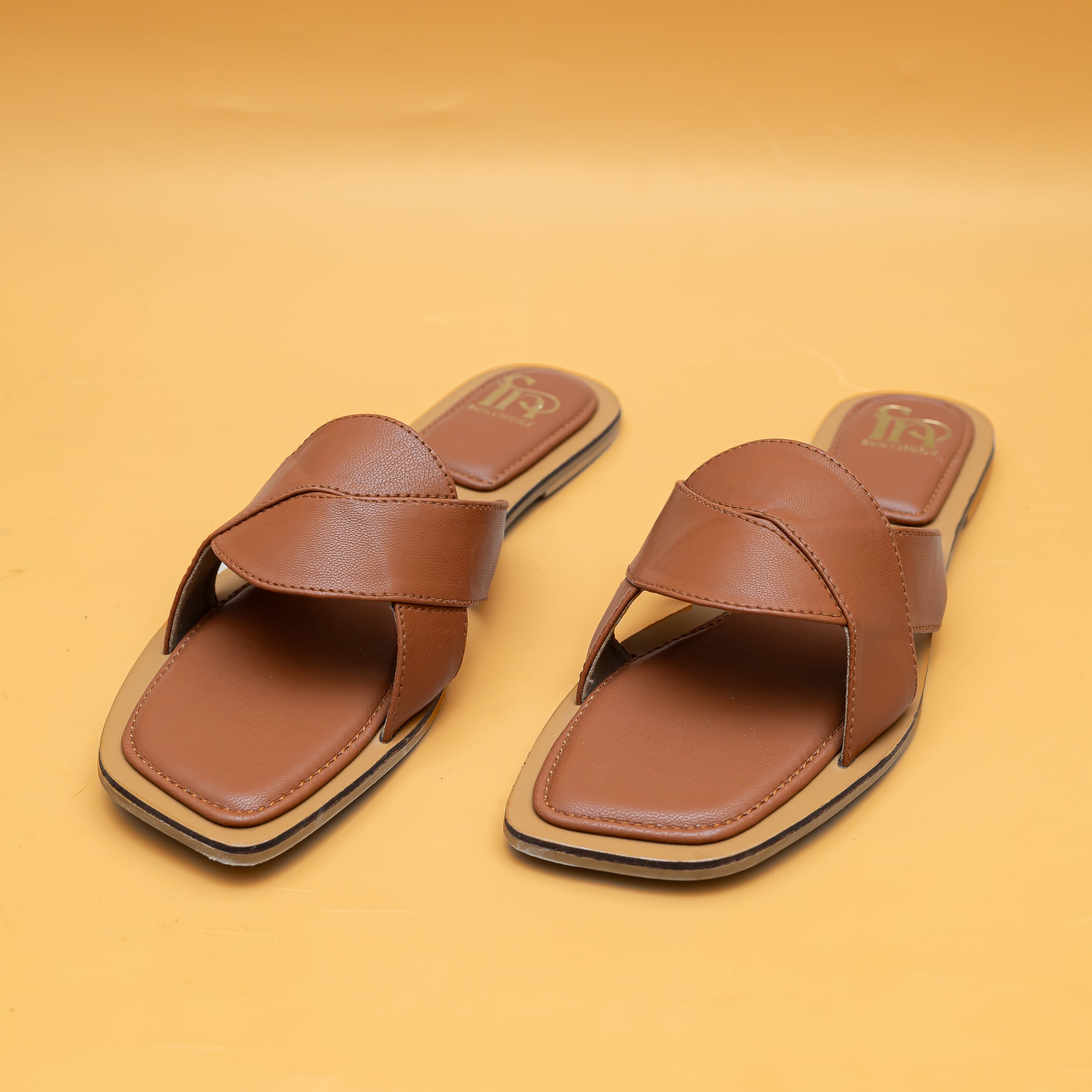 Criss Cross Strap Flats - Tan