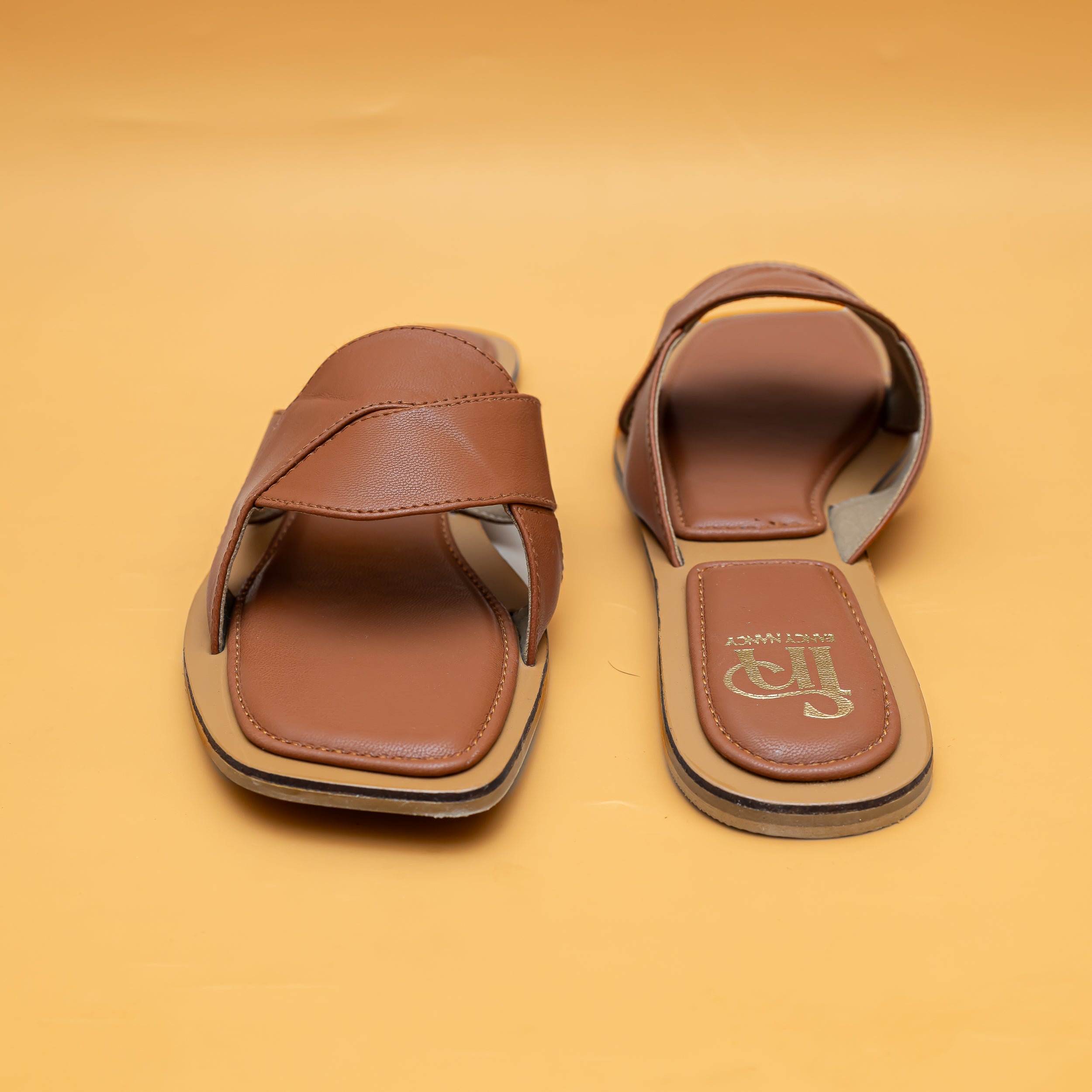 Criss Cross Strap Flats - Tan