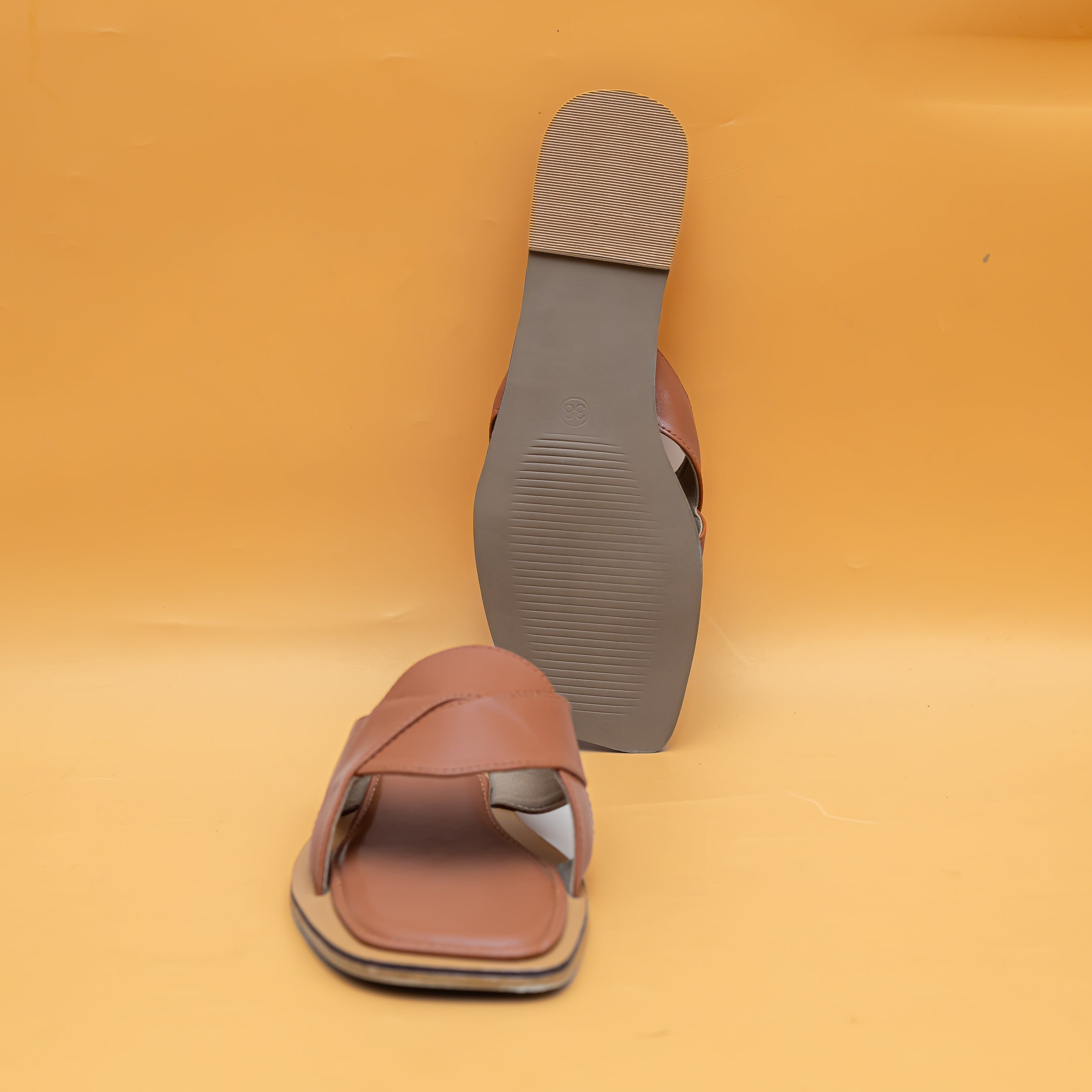 Criss Cross Strap Flats - Tan