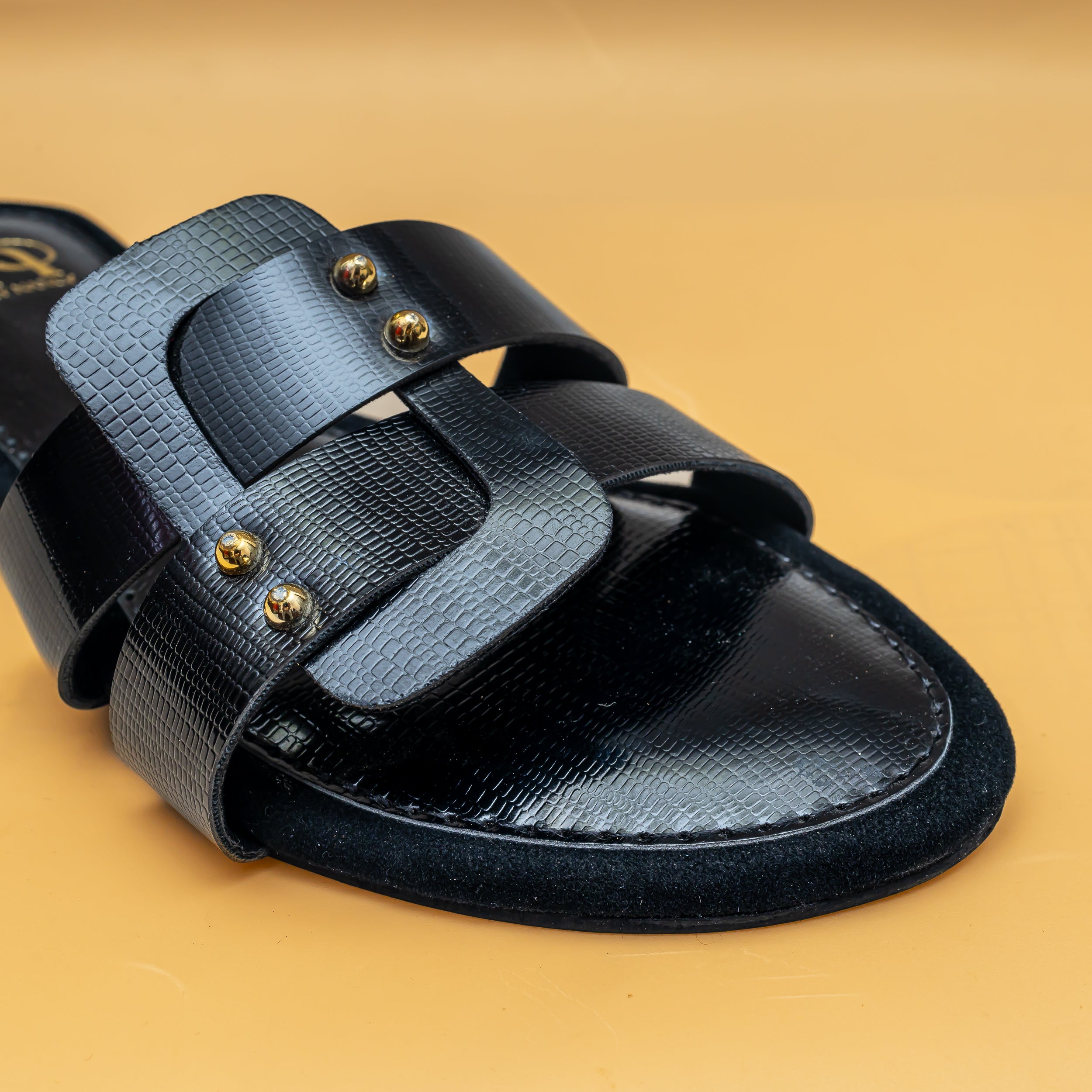 Studded Metallic Flats - Black