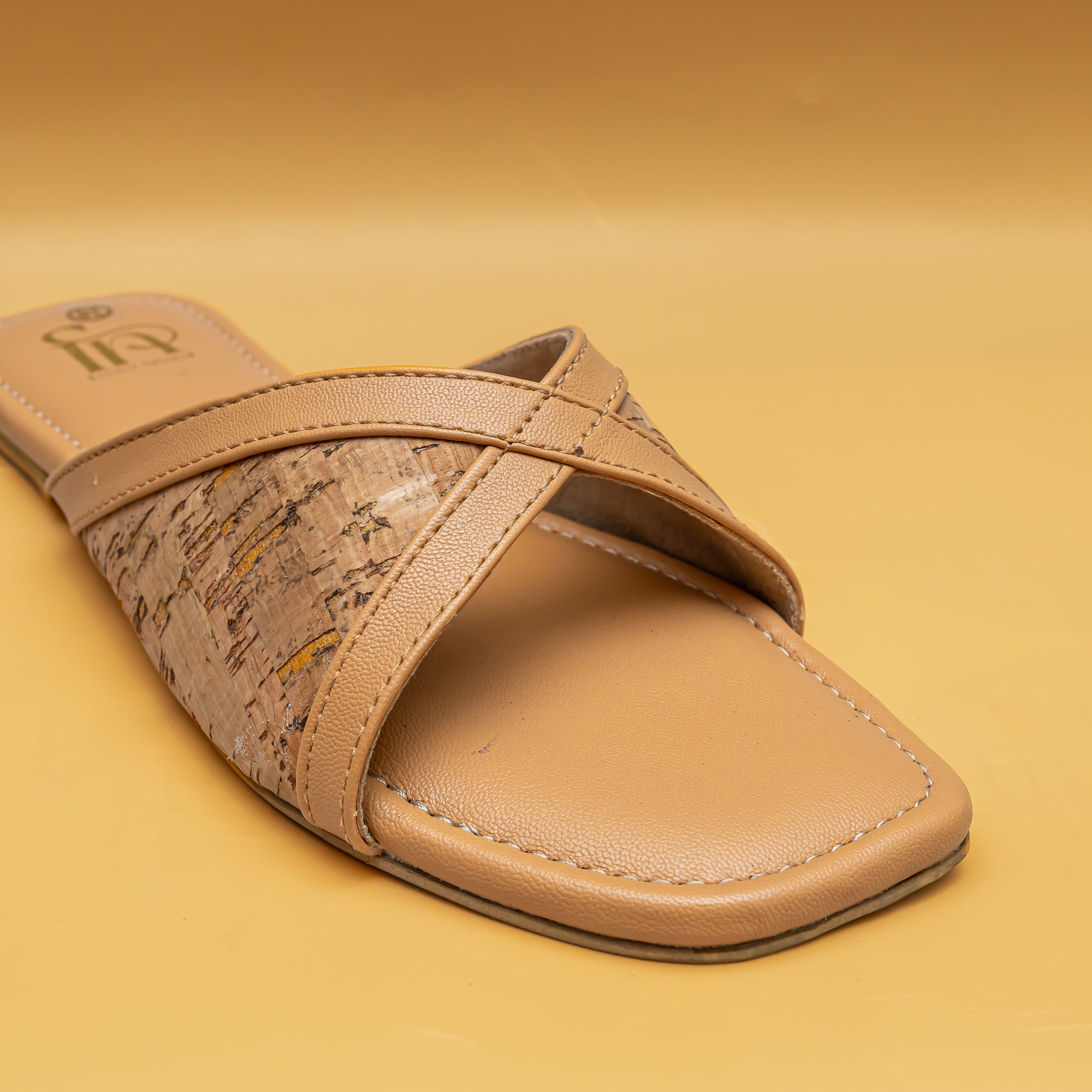 Jute Cross Strap Flats - Beige