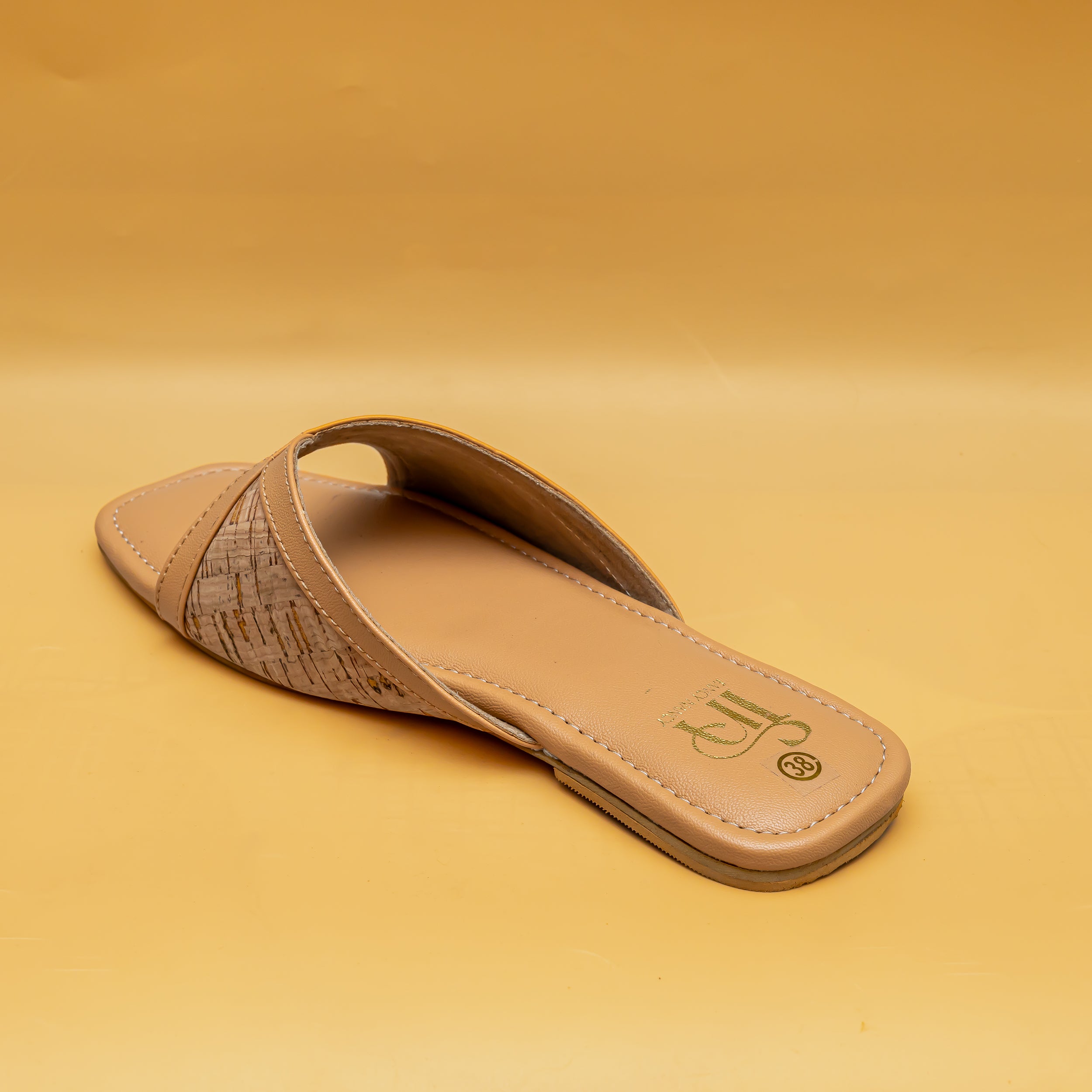 Jute Cross Strap Flats - Beige