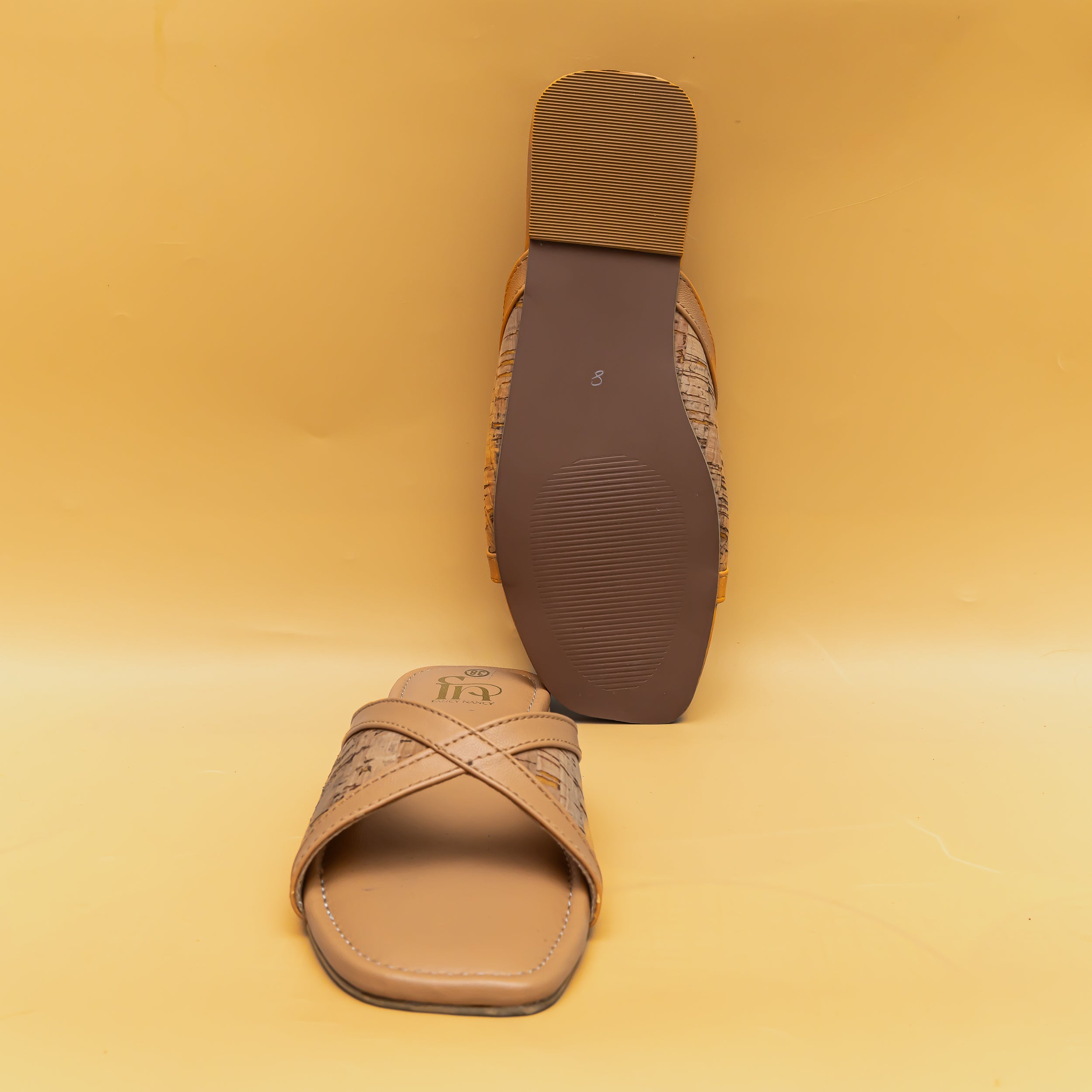 Jute Cross Strap Flats - Beige