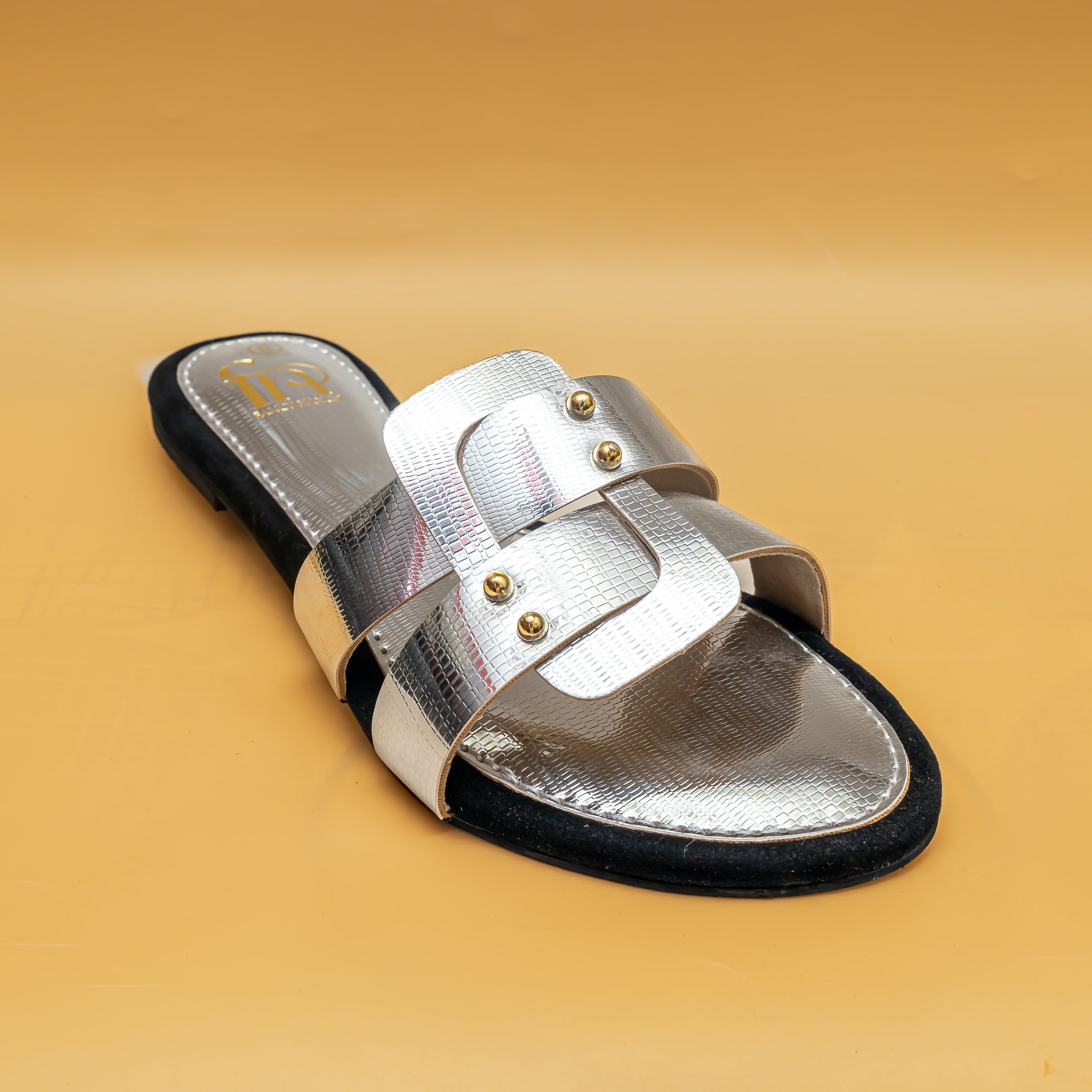 Studded Metallic Flats - Silver