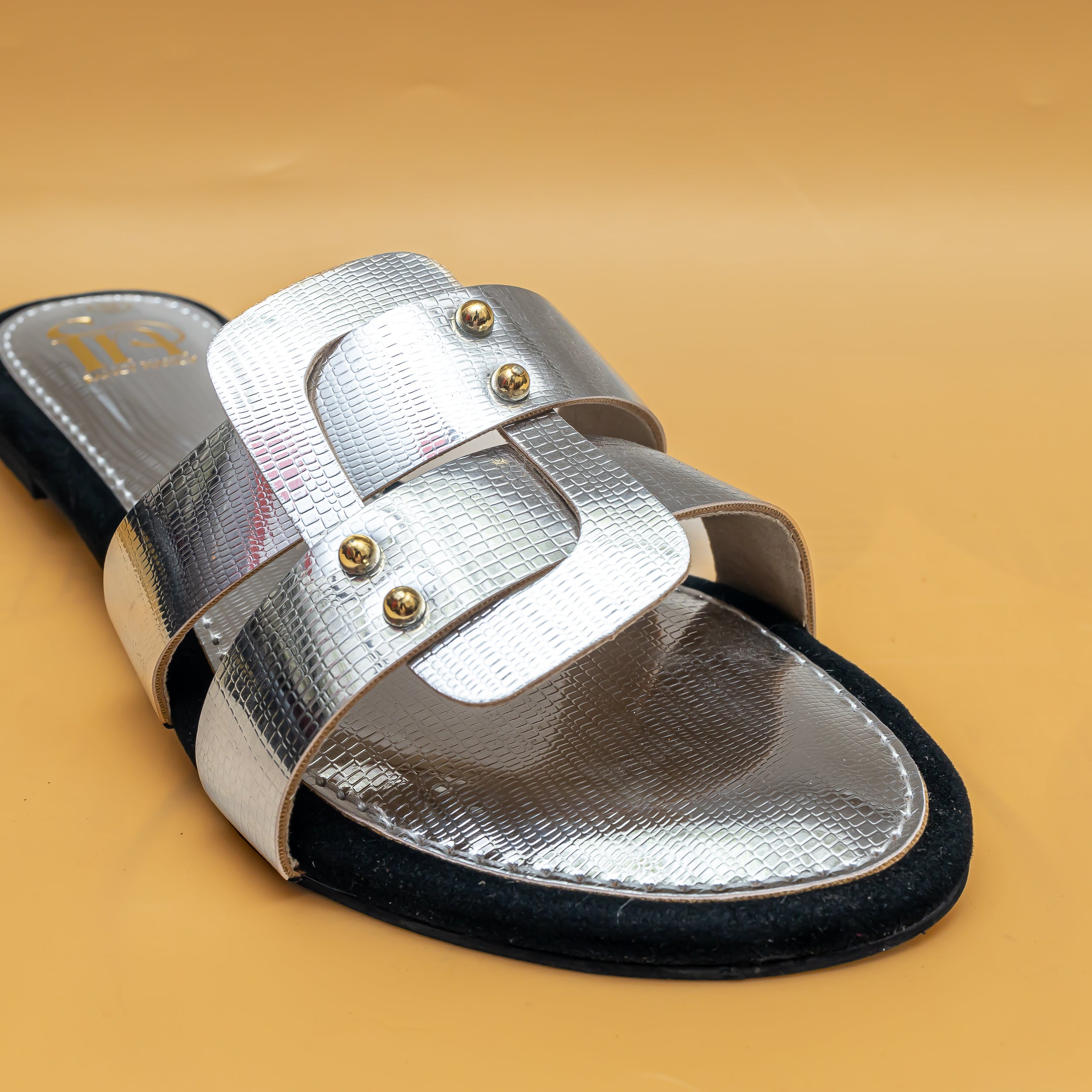 Studded Metallic Flats - Silver