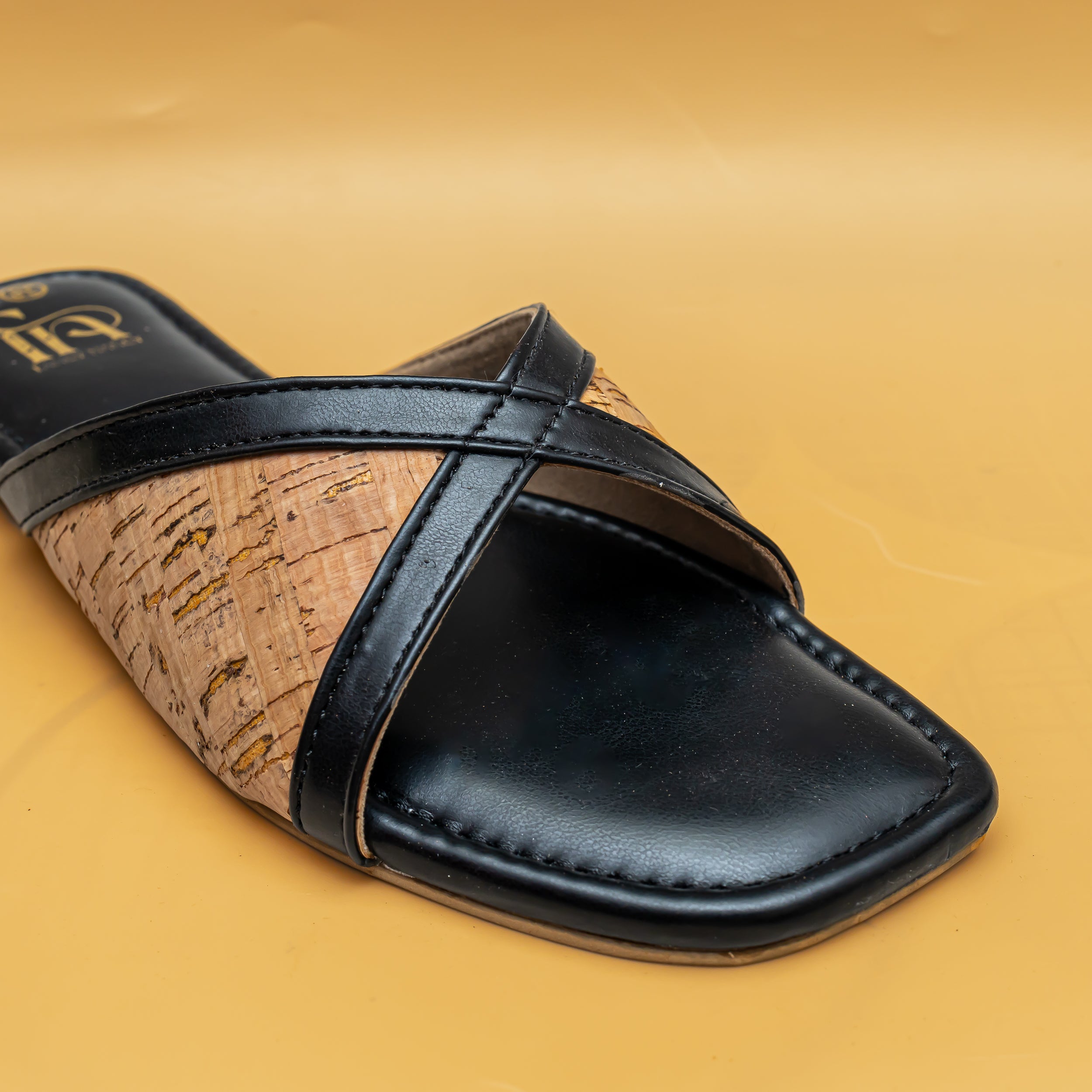 Jute Cross Strap Flats - Black