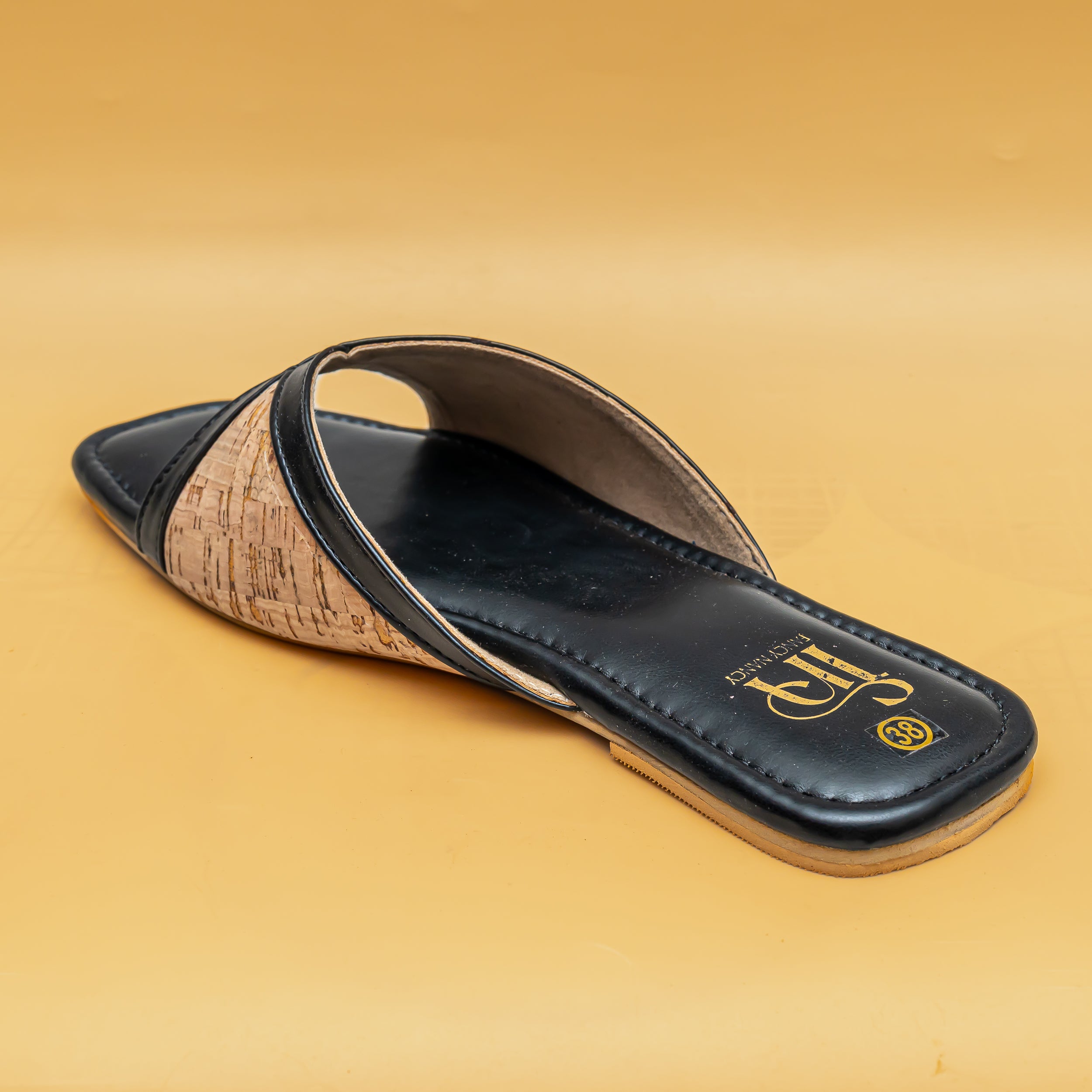 Jute Cross Strap Flats - Black
