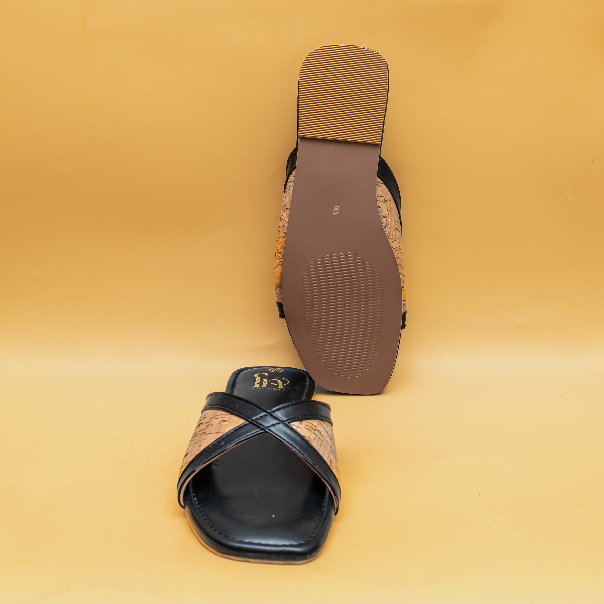 Jute Cross Strap Flats - Black