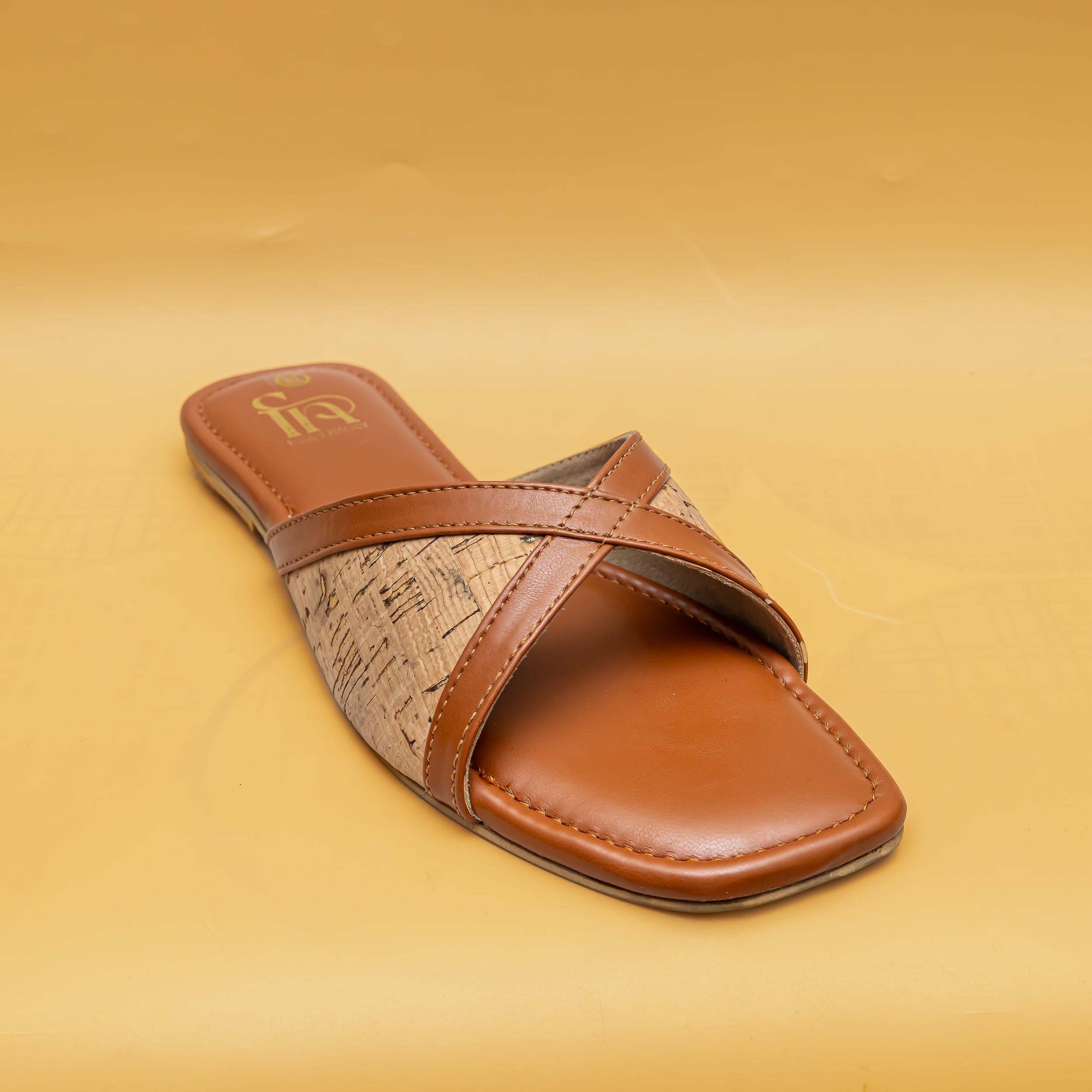 Jute Cross Strap Flats - Tan