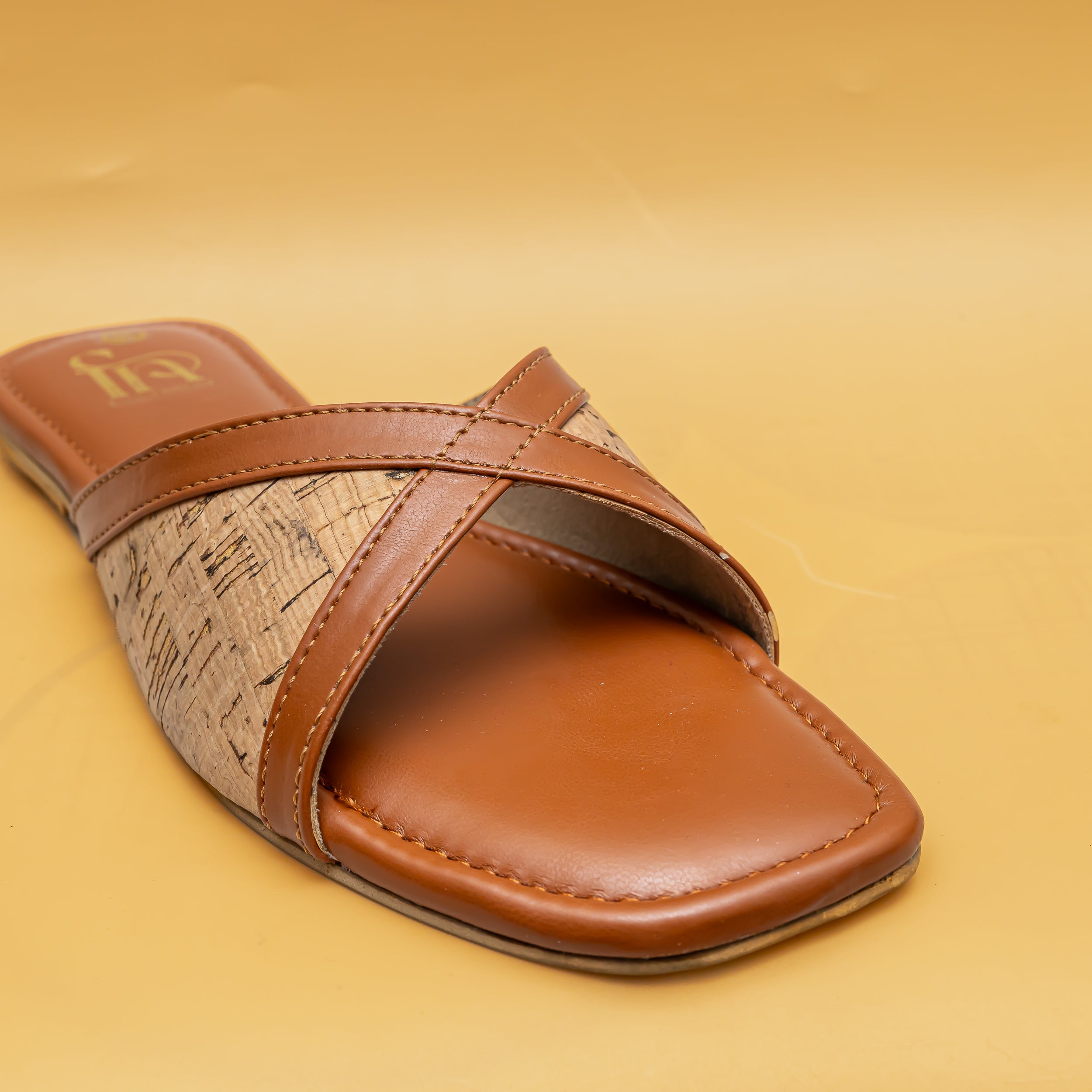 Jute Cross Strap Flats - Tan