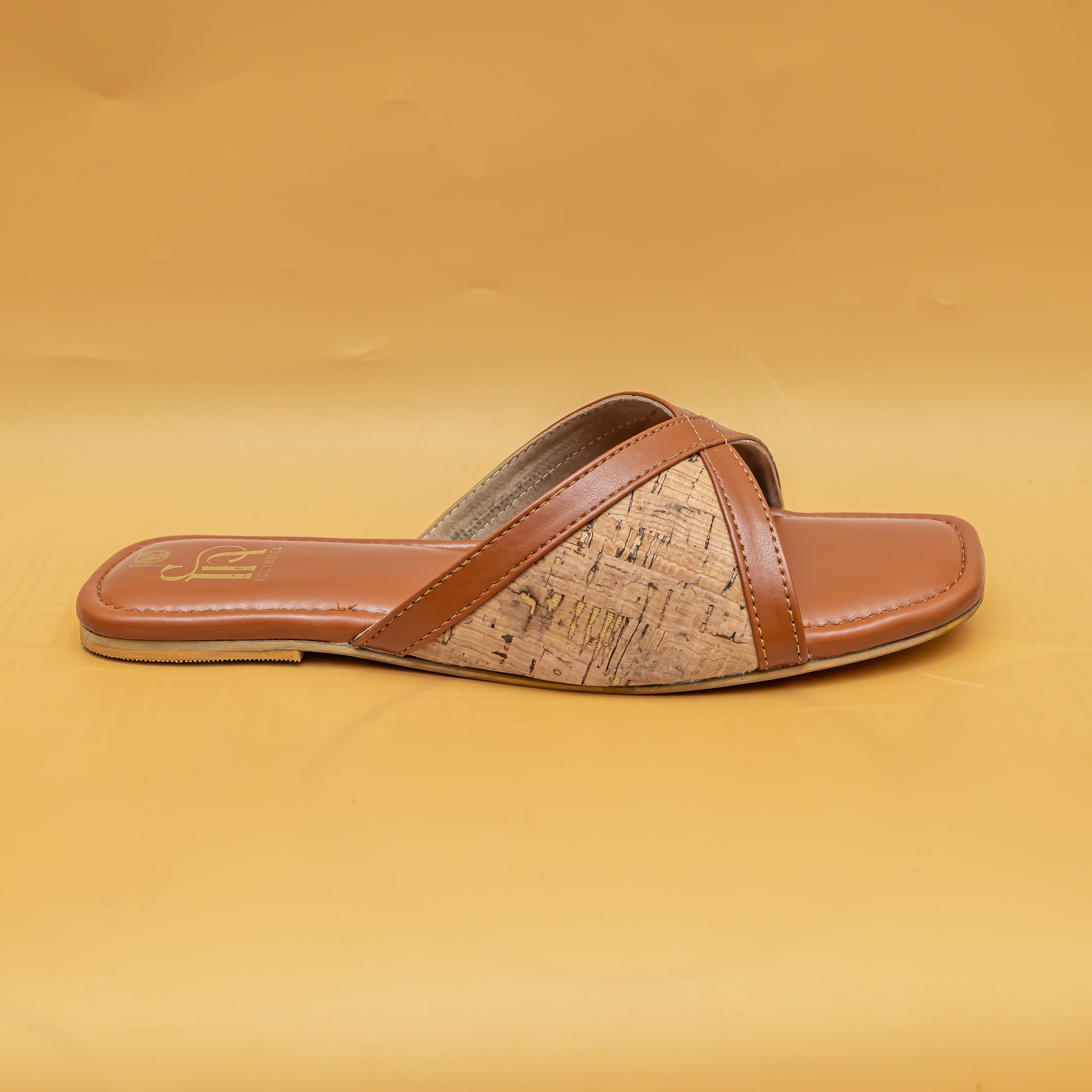 Jute Cross Strap Flats - Tan