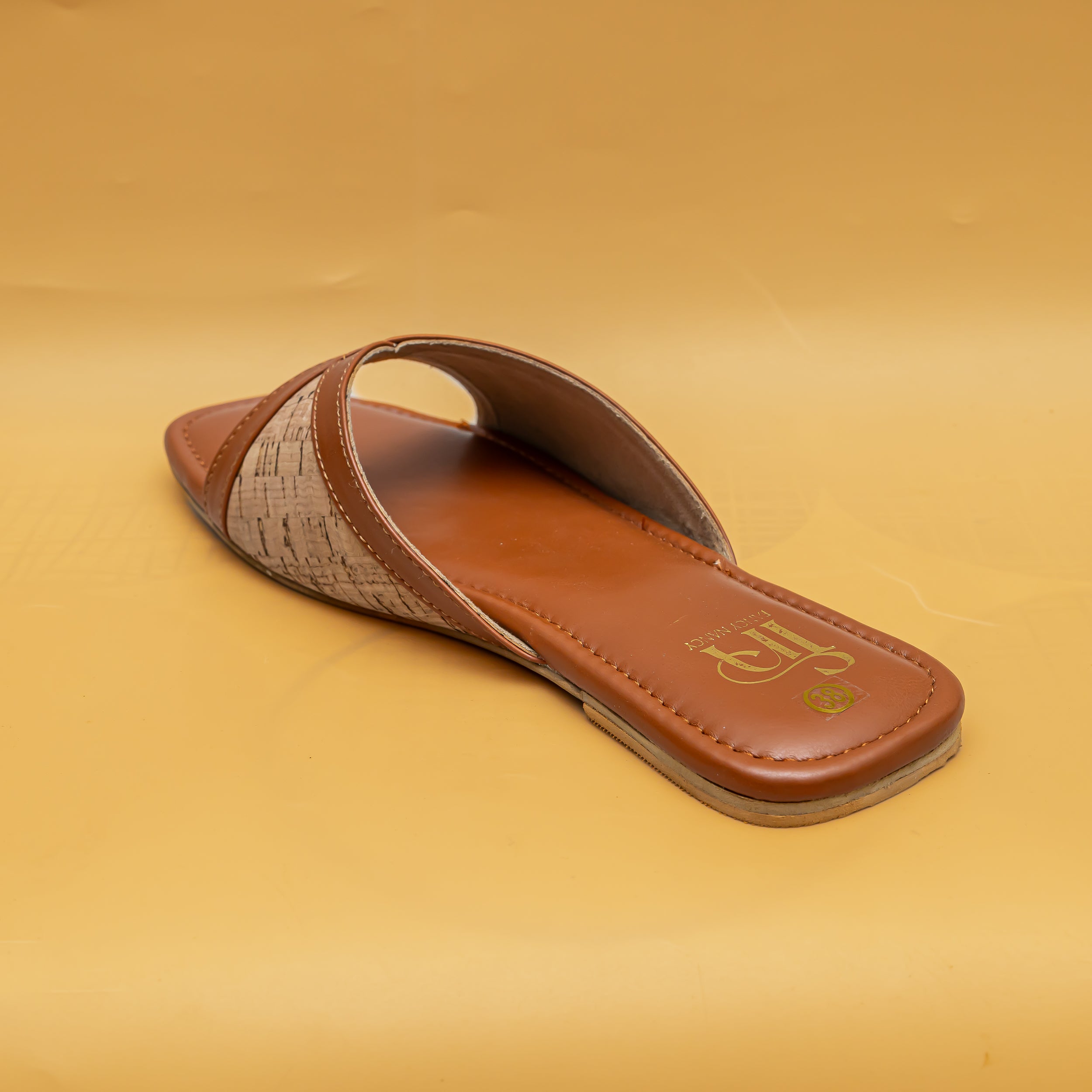 Jute Cross Strap Flats - Tan