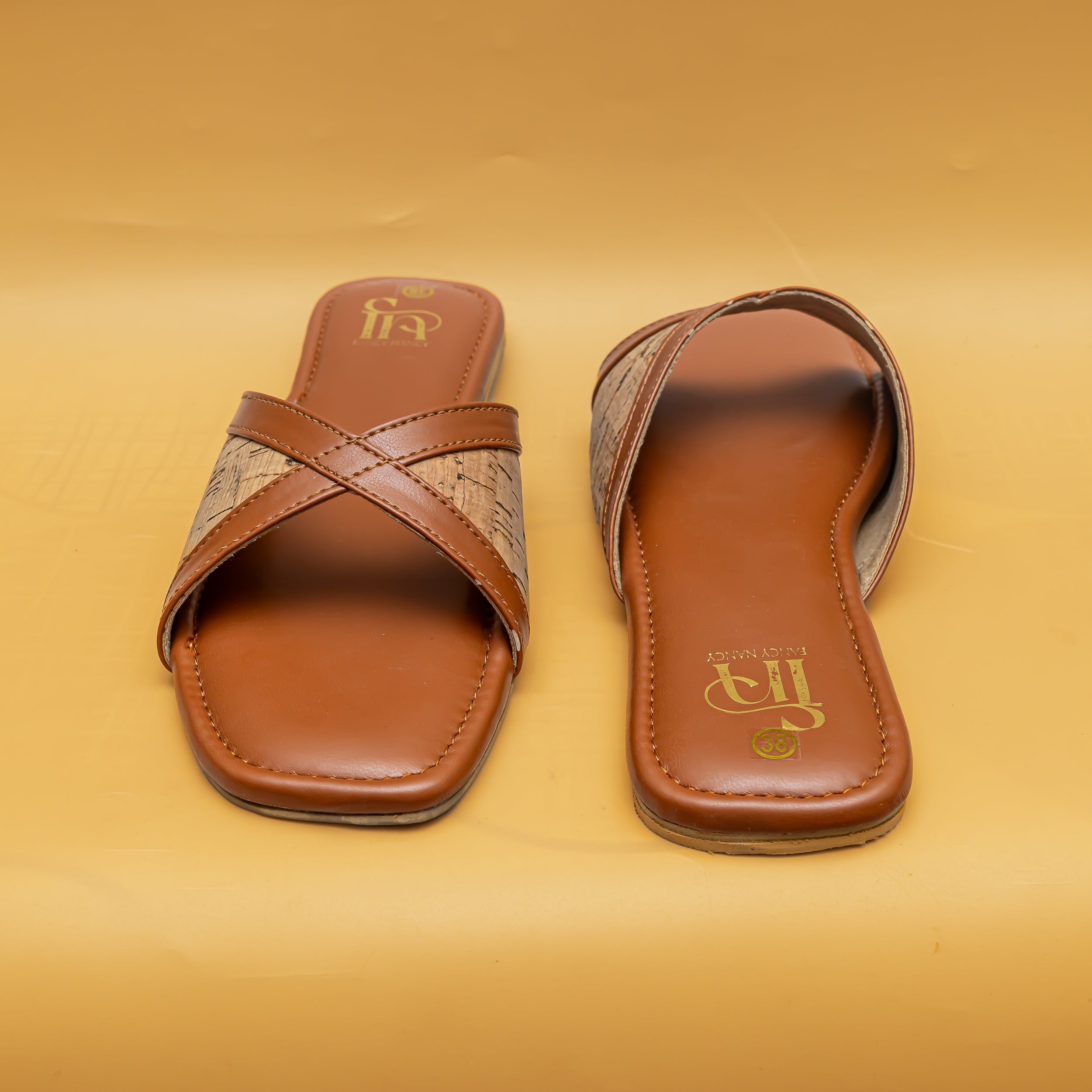 Jute Cross Strap Flats - Tan