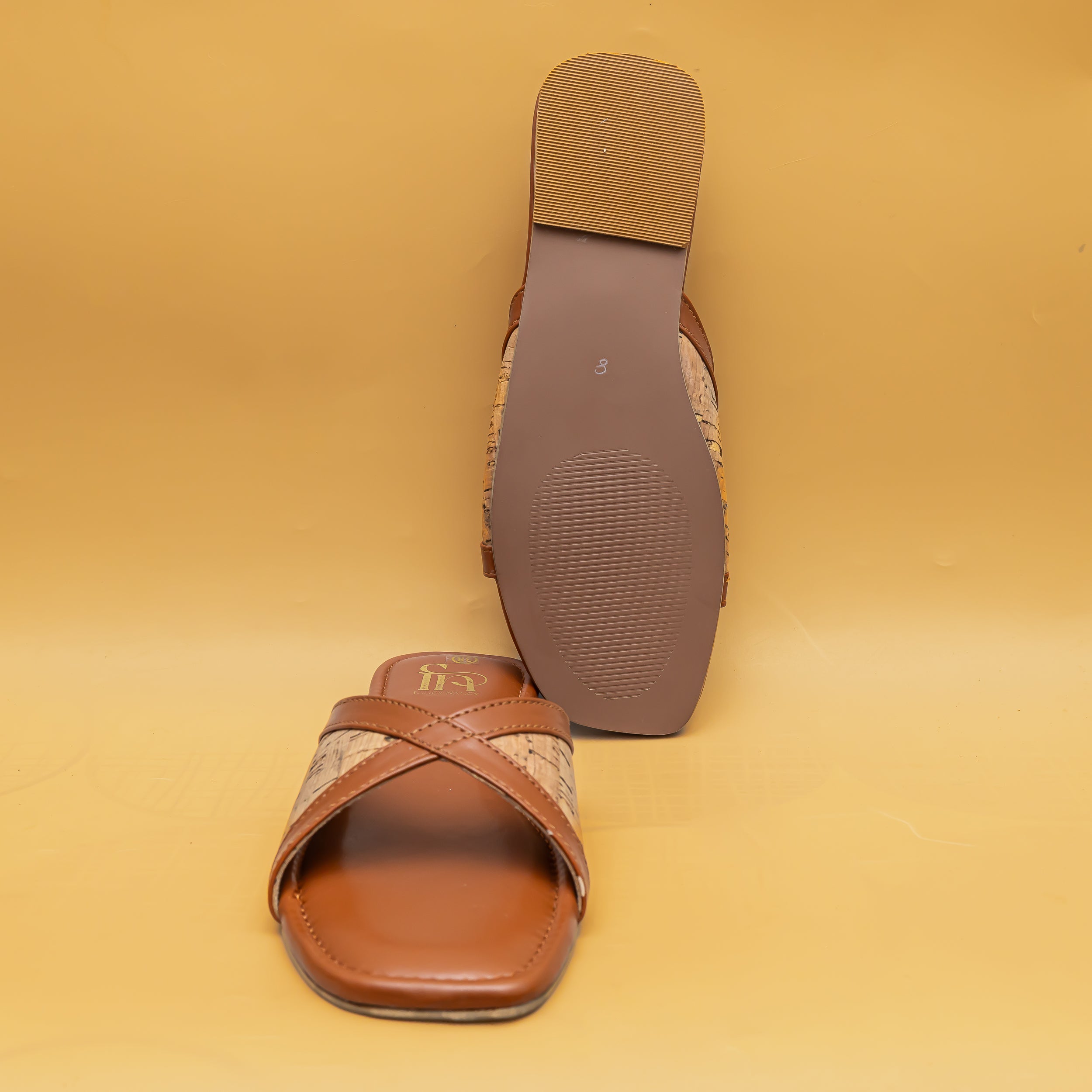 Jute Cross Strap Flats - Tan