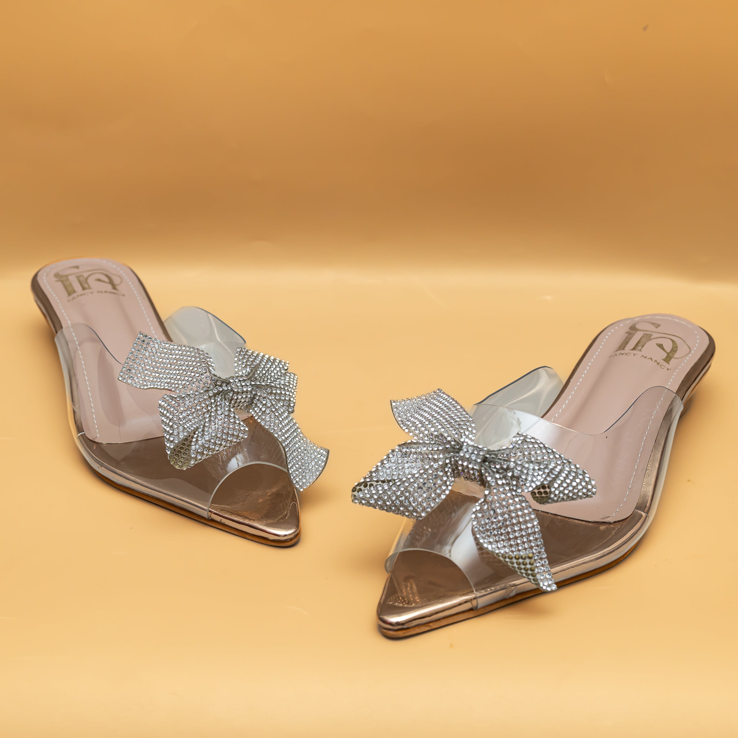 Shimmer Bow Flats - Rose Gold