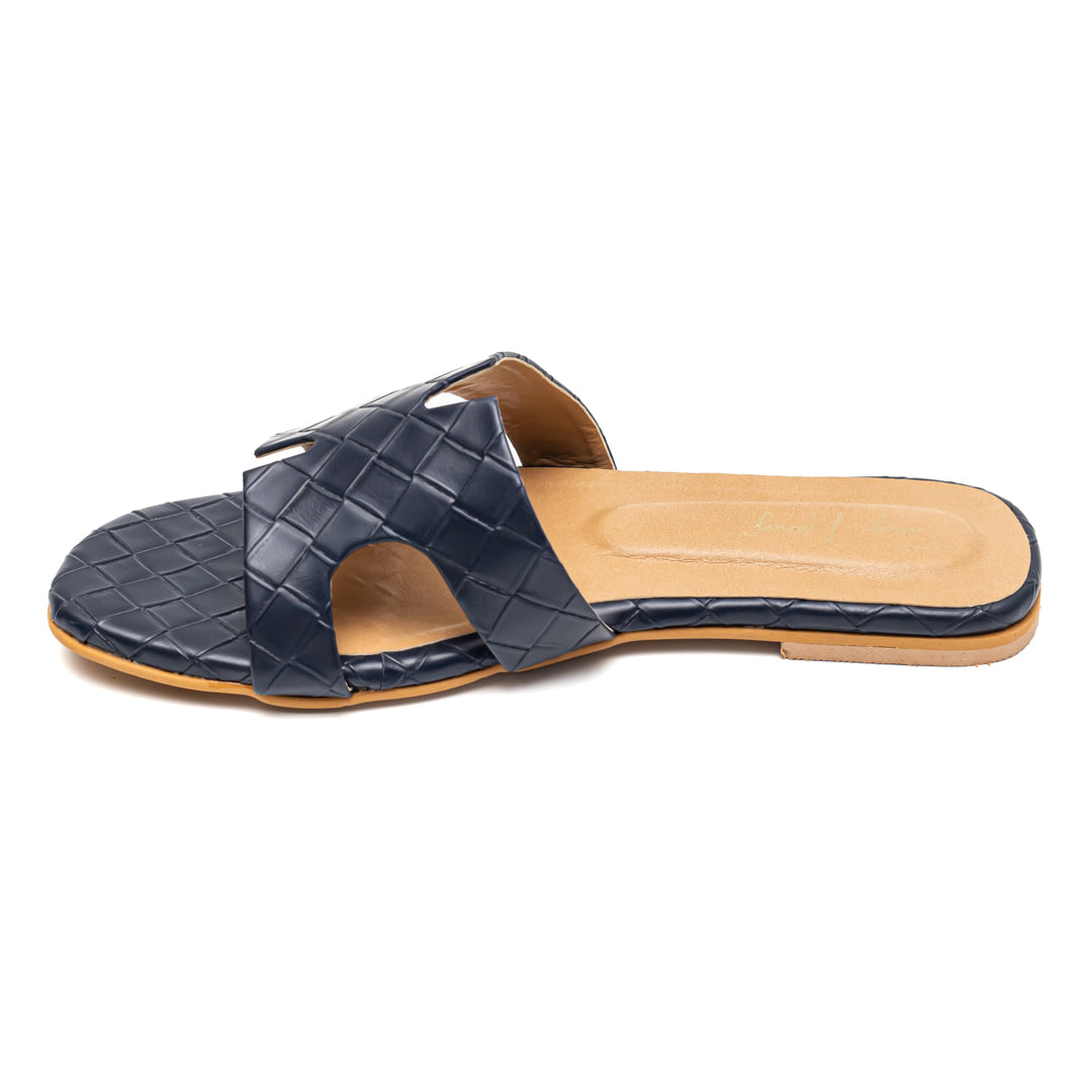 H Slider Flats - Navy Blue