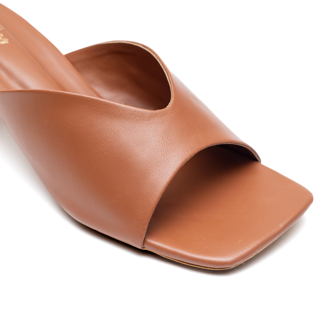 Open Toe Mules - Tan