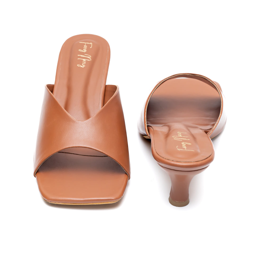 Open Toe Mules - Tan