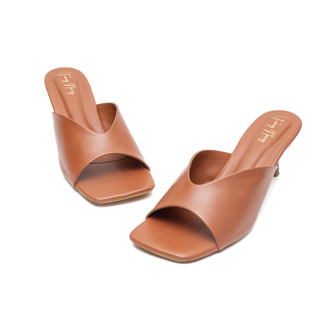 Open Toe Mules - Tan