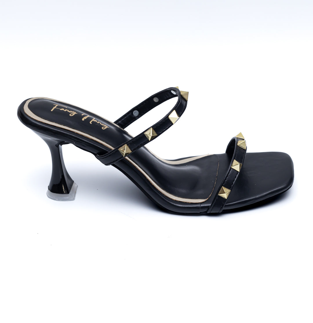 Studded Strap Sandals - Black