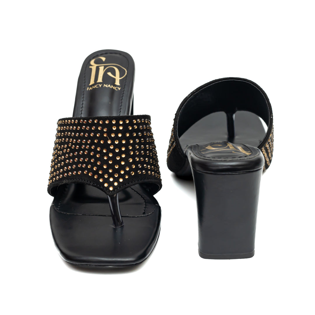 Swarovski Studded Heels-Black