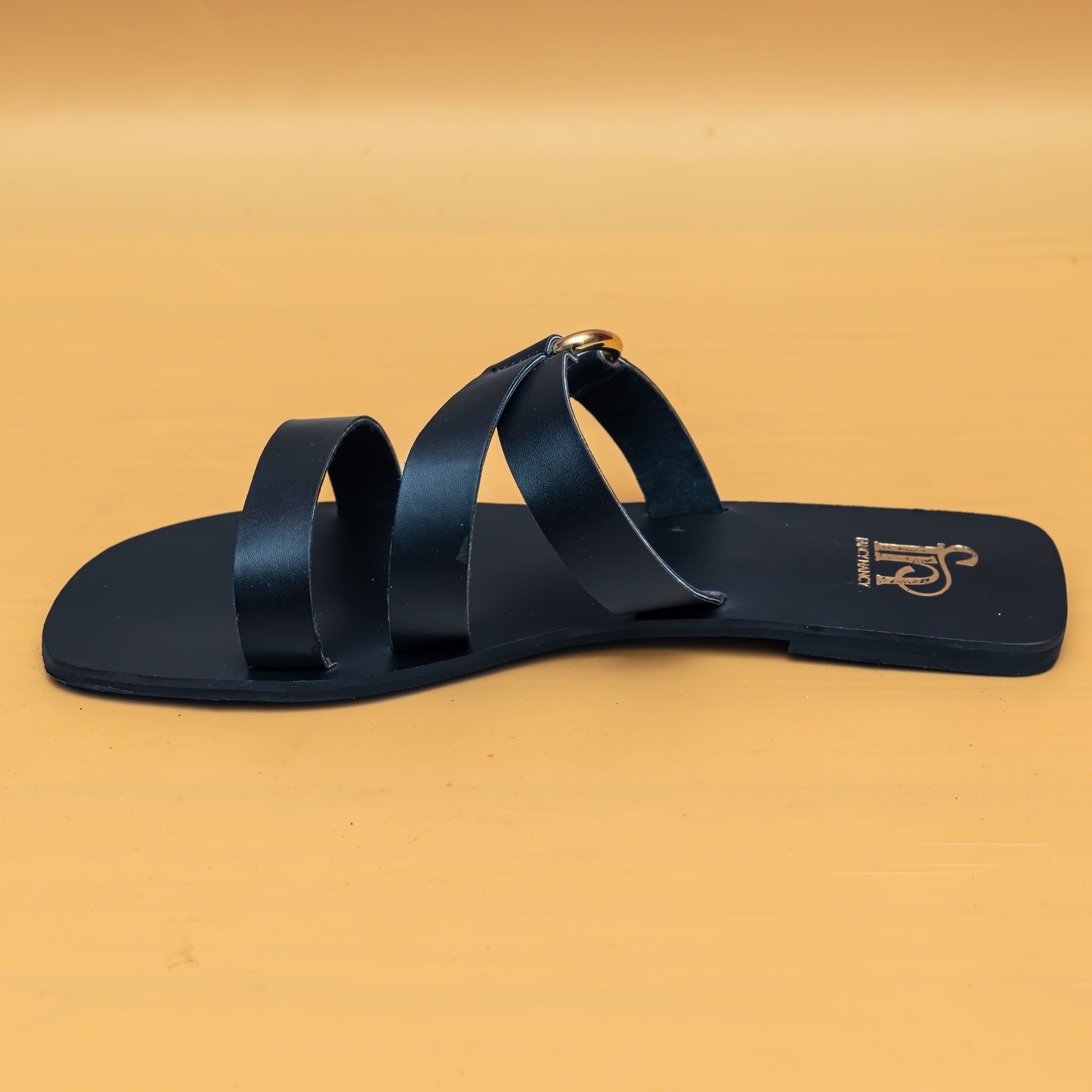 Twin Buckle Strap Flats - Black