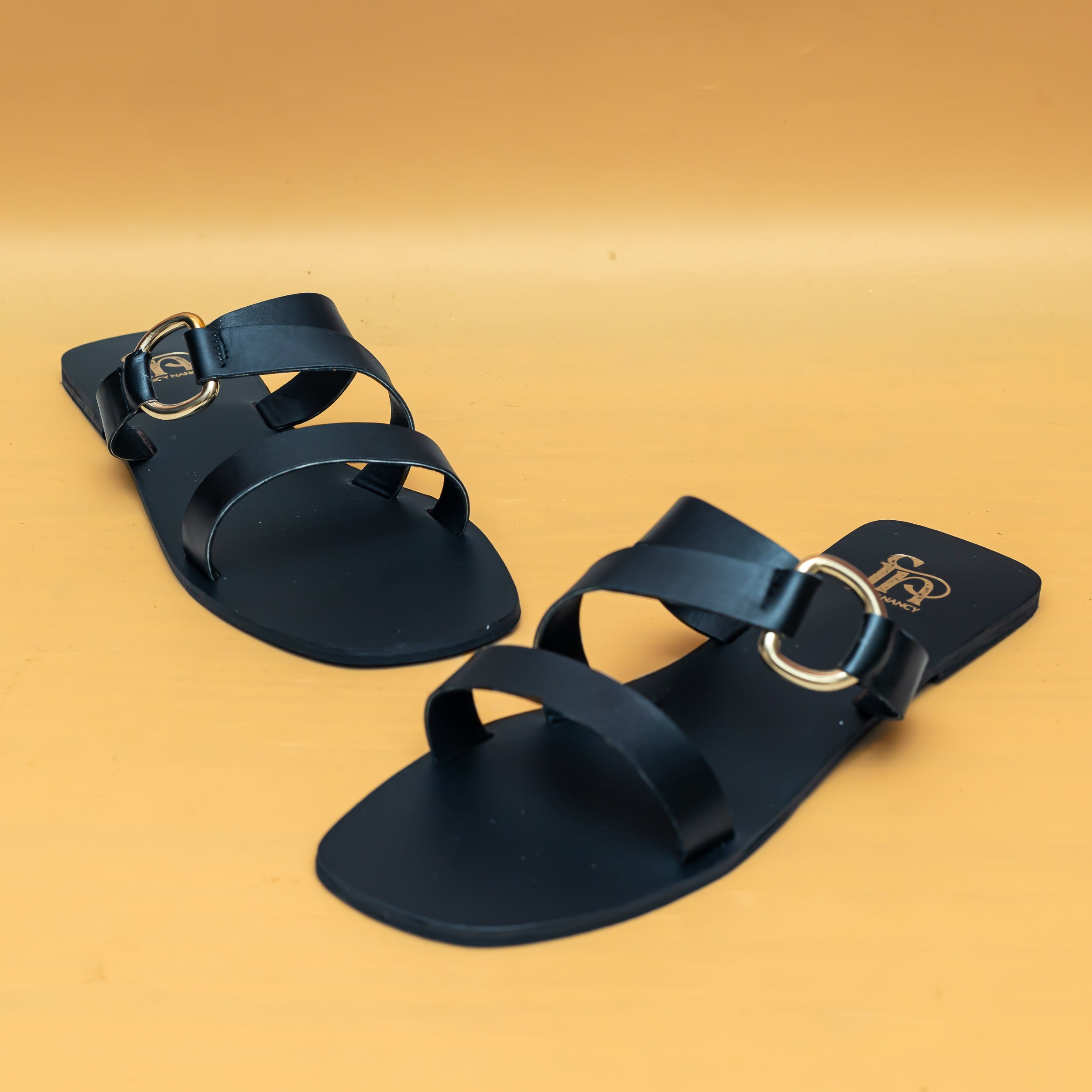 Twin Buckle Strap Flats - Black