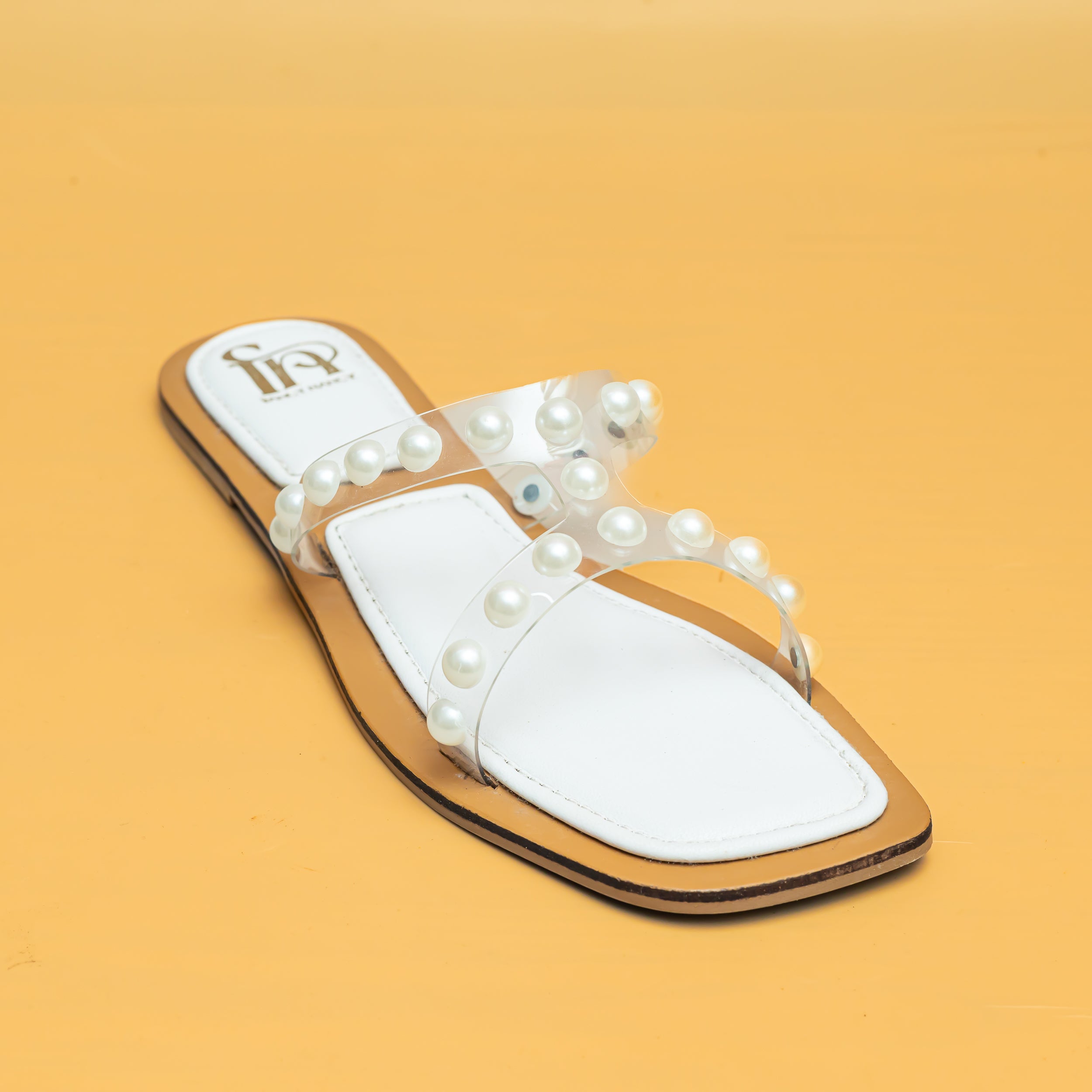 Pearl Strap Flats - White